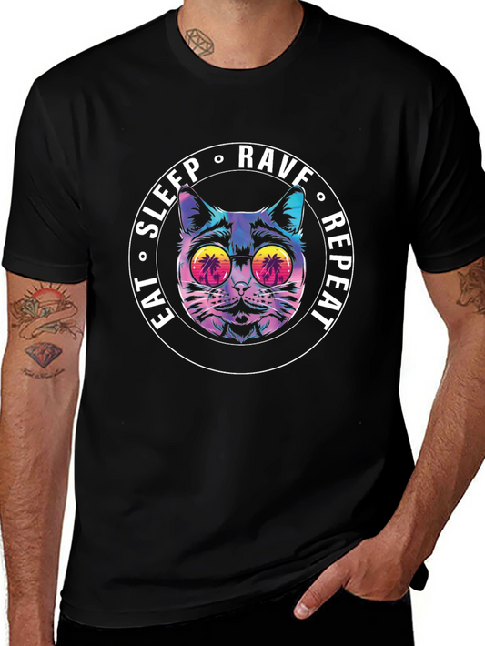 Eat Sleep Rave Repeat Cat T-Shirt