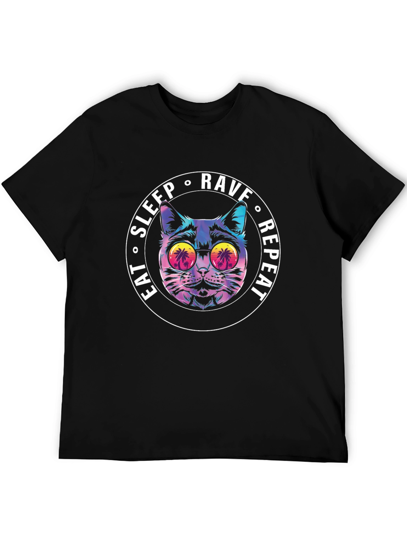 Eat Sleep Rave Repeat Cat T-Shirt