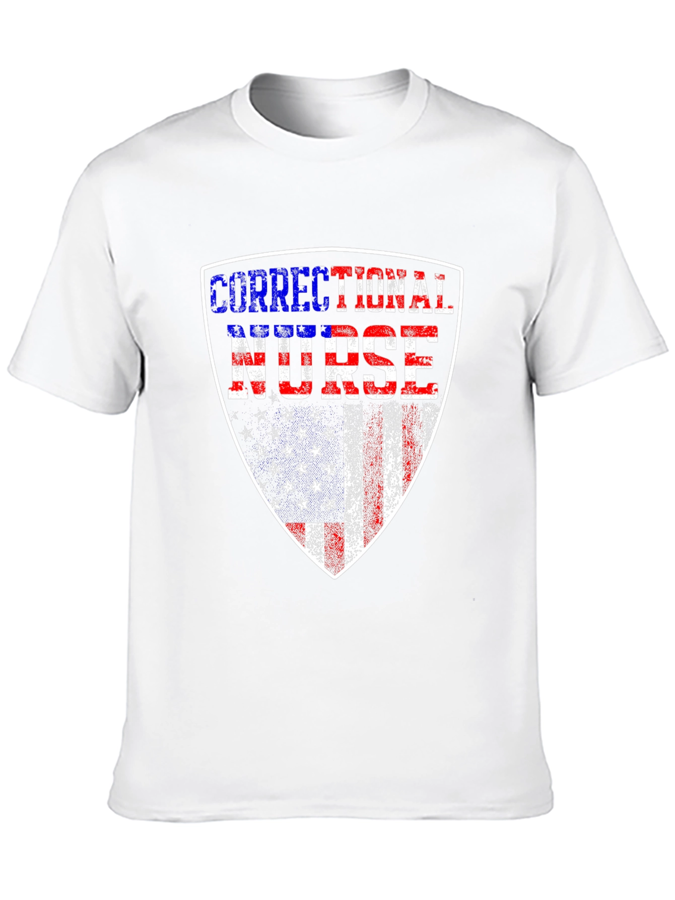 Correctional Nurse American Flag Shield T-Shirt