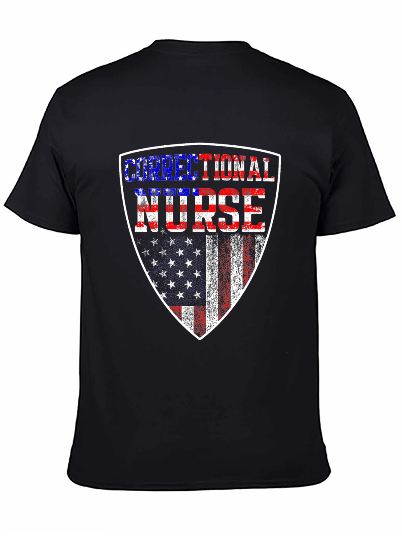 Correctional Nurse American Flag Shield T-Shirt