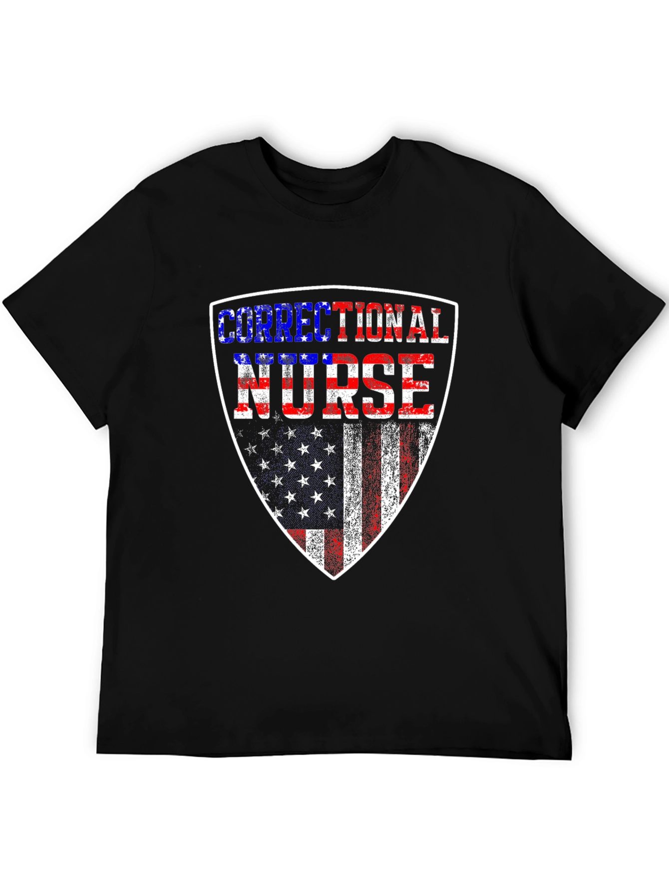 Correctional Nurse American Flag Shield T-Shirt