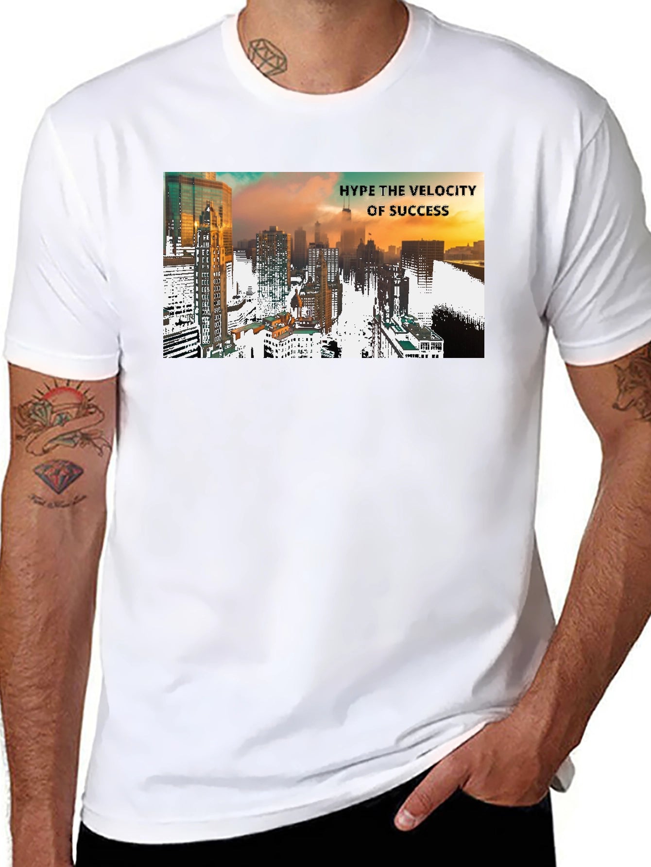 Hype Velocity of Success Cityscape Black T-Shirt