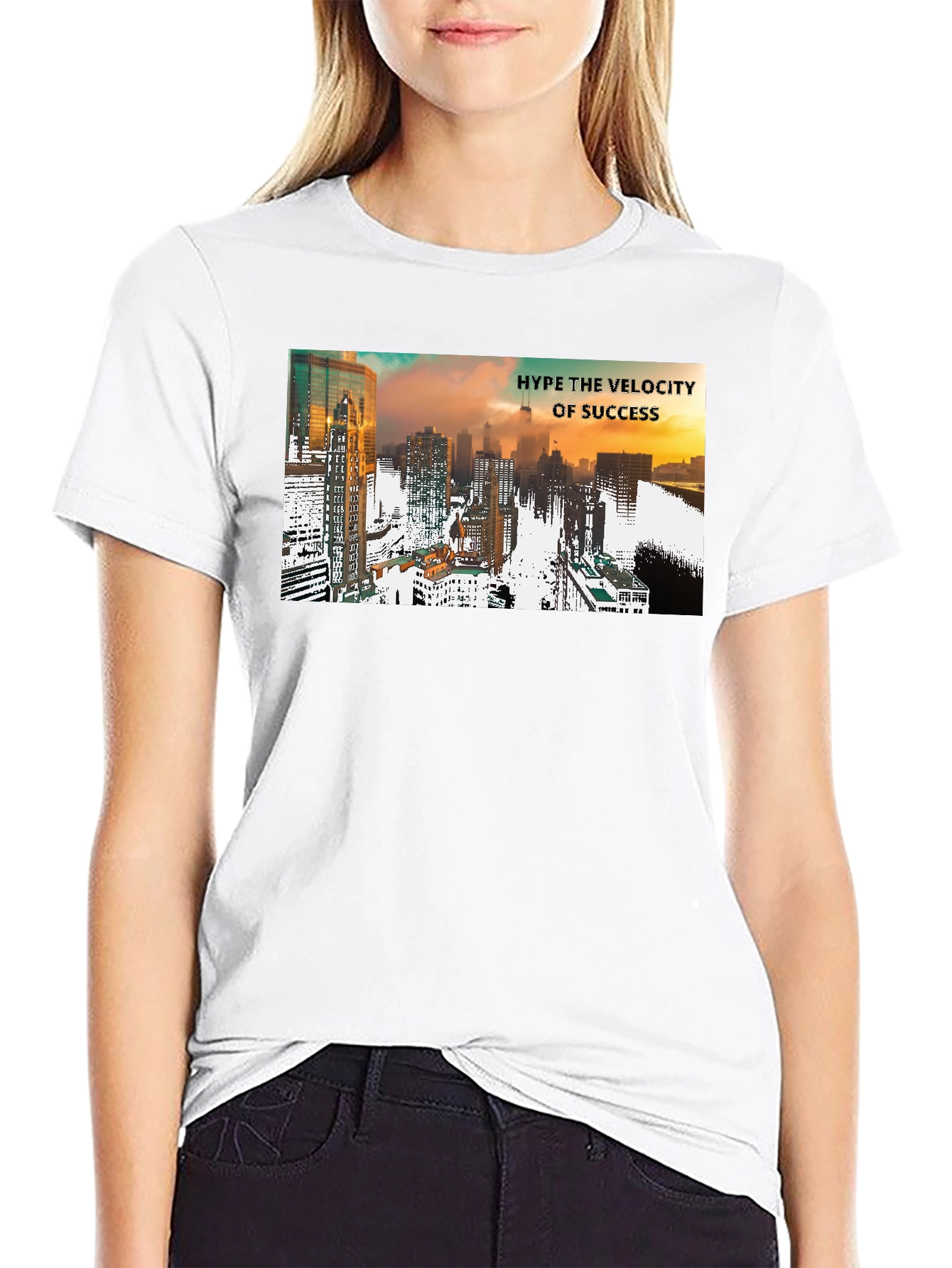 Hype Velocity of Success Cityscape Black T-Shirt