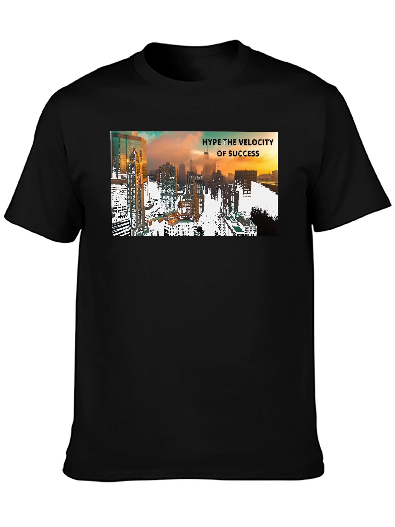 Hype Velocity of Success Cityscape Black T-Shirt