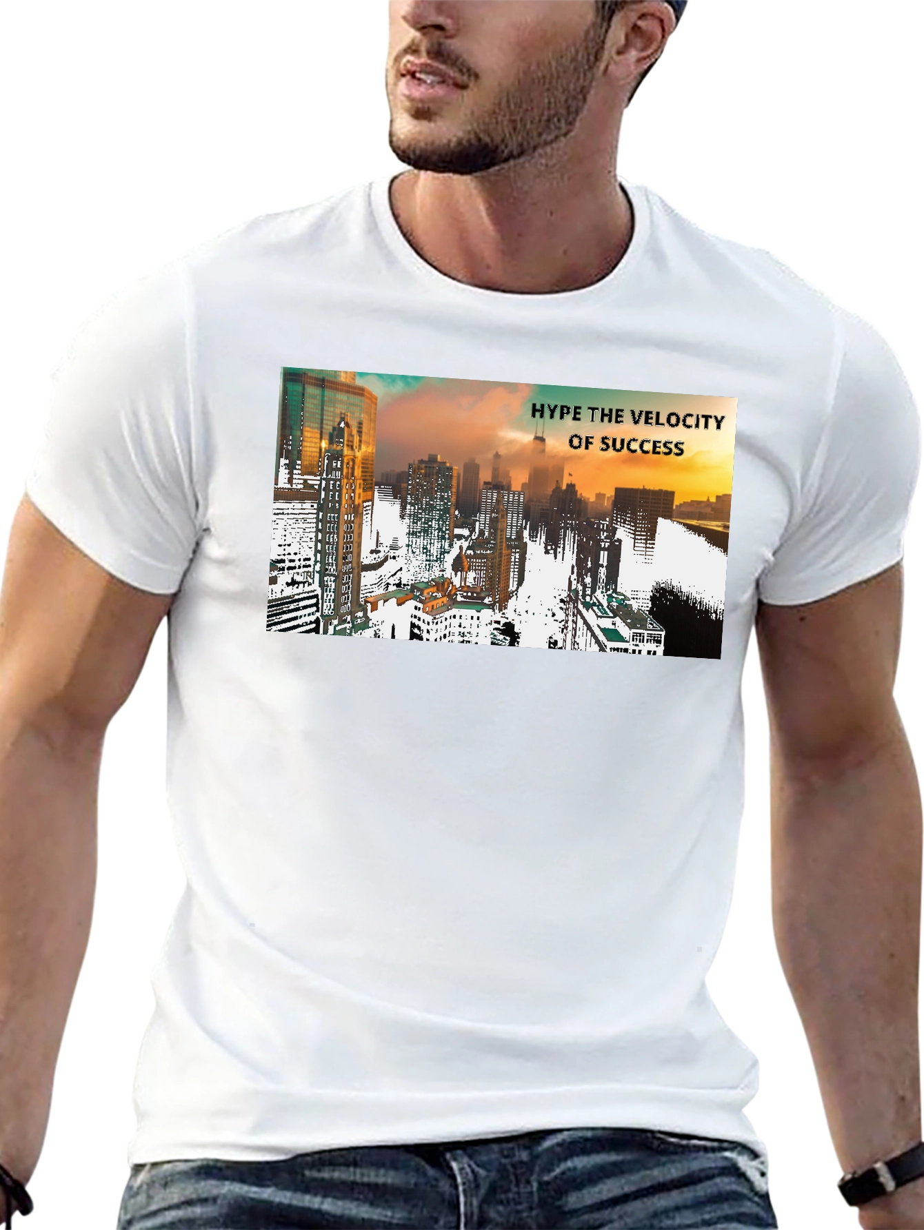 Hype Velocity of Success Cityscape Black T-Shirt