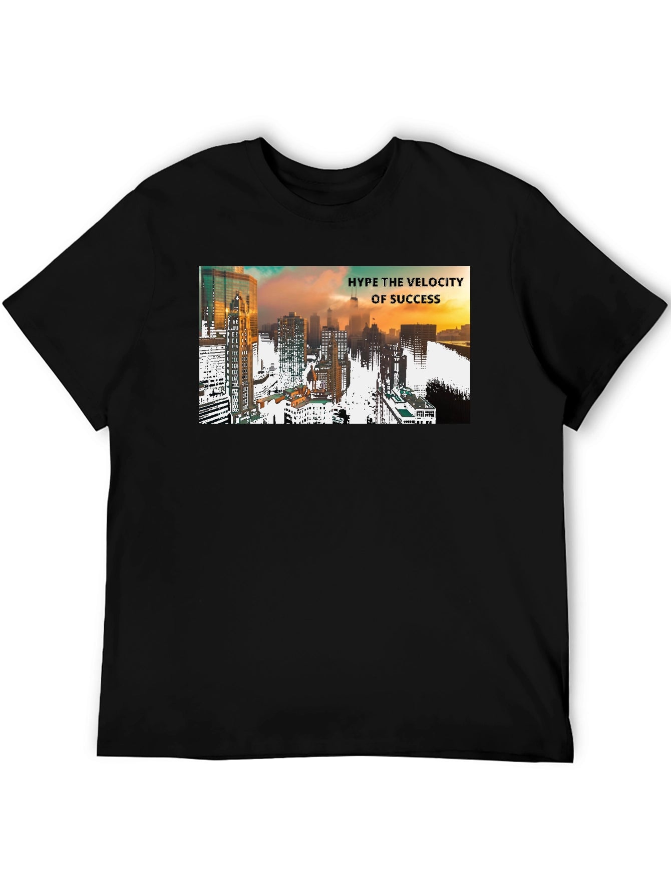 Hype Velocity of Success Cityscape Black T-Shirt