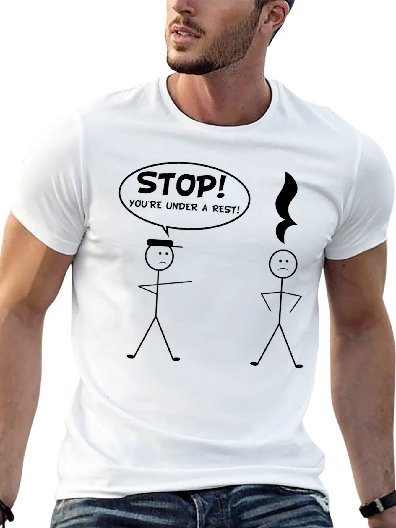 Funny Music Pun T-Shirt - Under a Rest