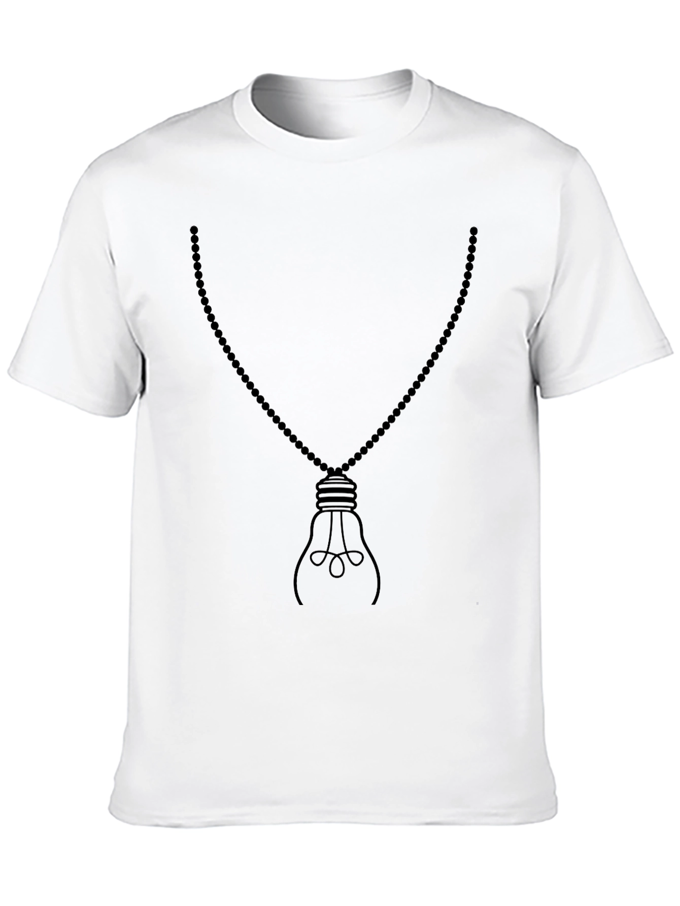 Mens Black Light Bulb Necklace Graphic Tee