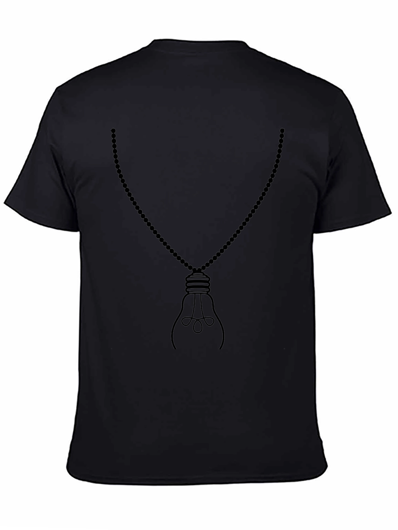Mens Black Light Bulb Necklace Graphic Tee