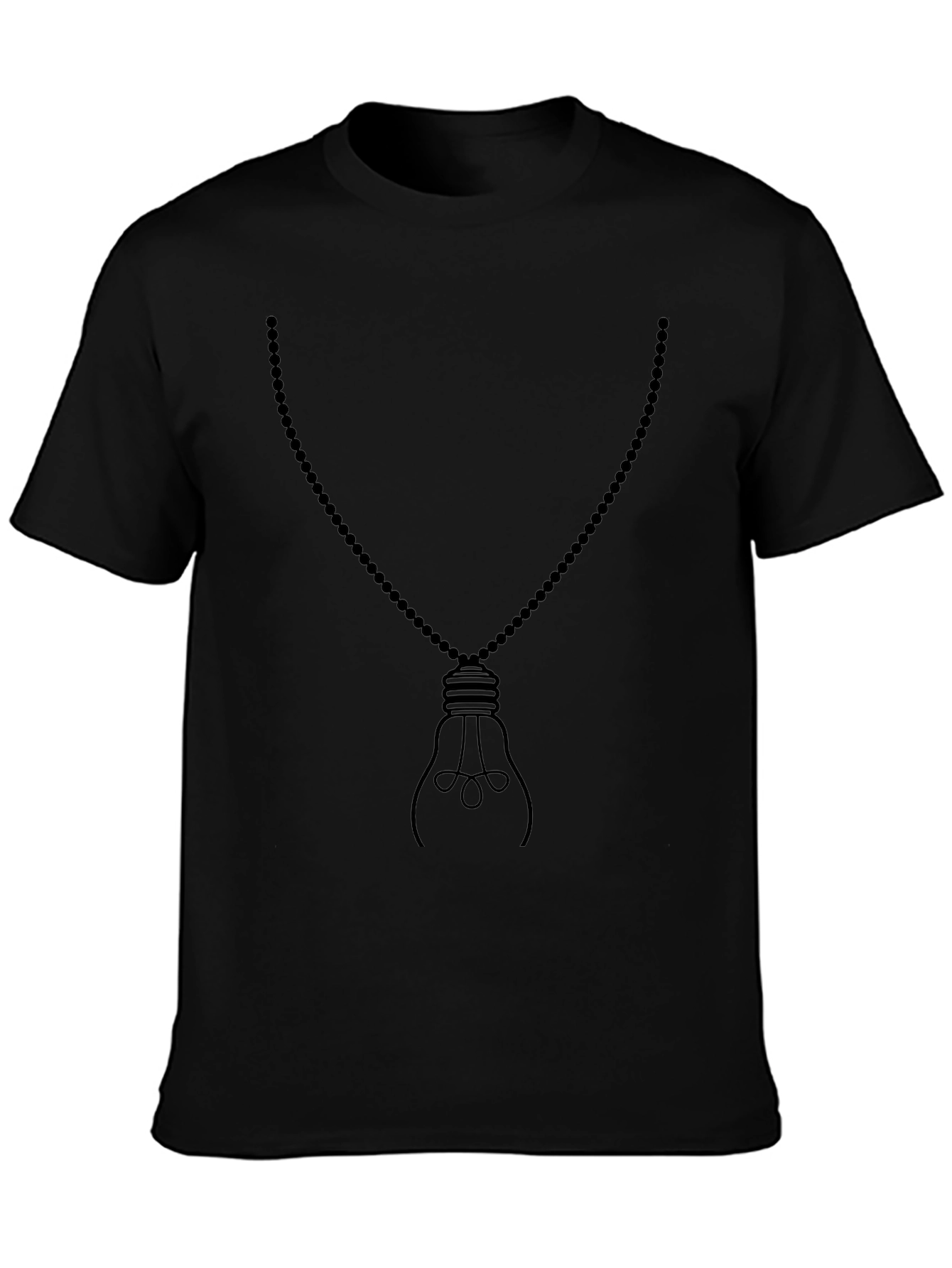Mens Black Light Bulb Necklace Graphic Tee