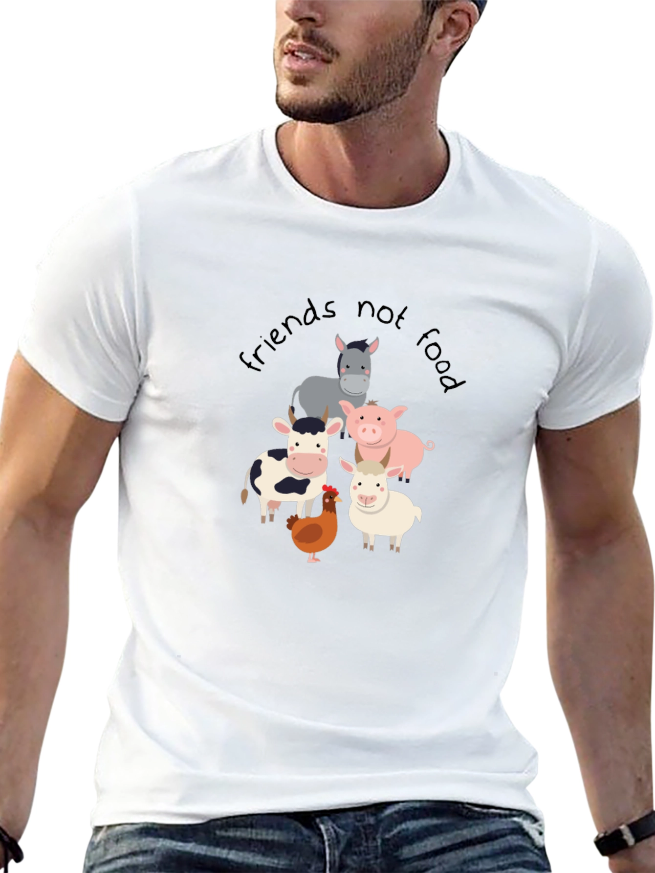 Friends Not Food T-Shirt - Vegan Animal Lover Tee