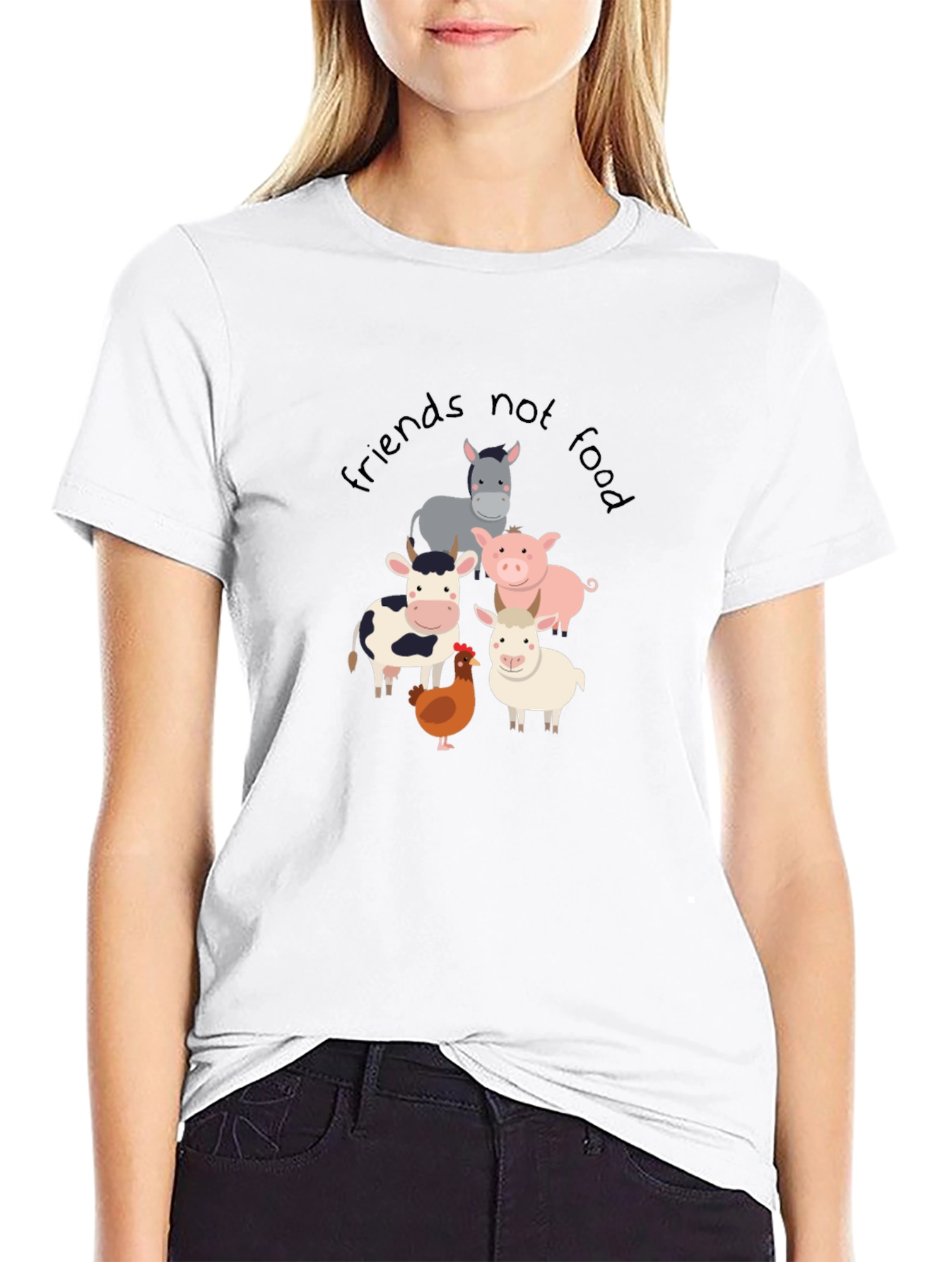Friends Not Food T-Shirt - Vegan Animal Lover Tee
