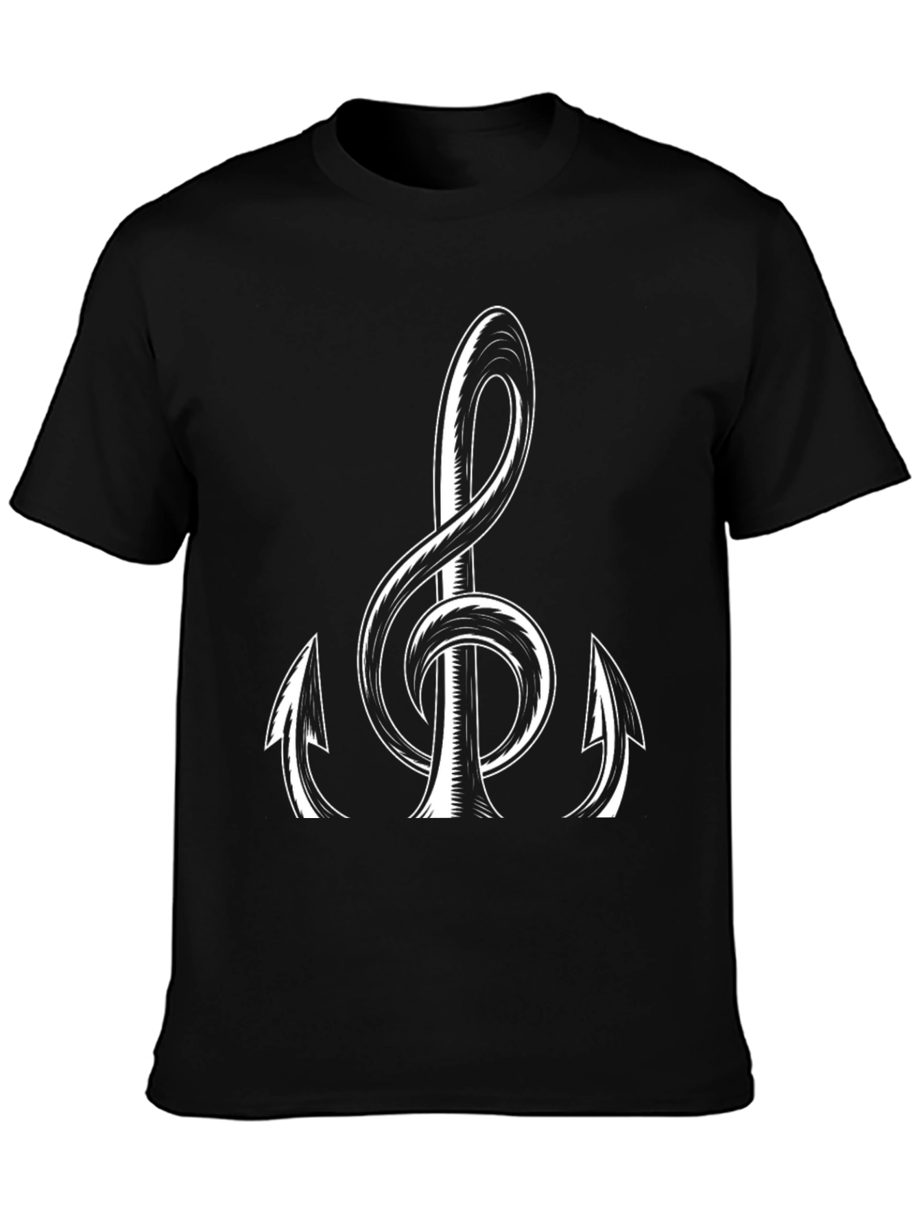 Musical Treble Clef Graphic Tee - Black