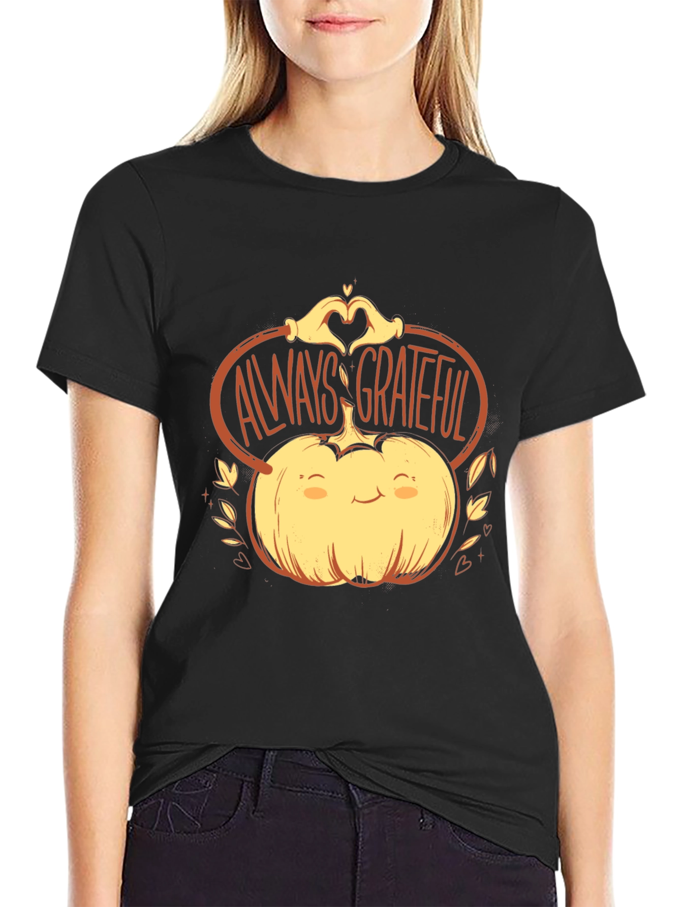 Always Grateful Pumpkin Graphic Tee - Thanksgiving
