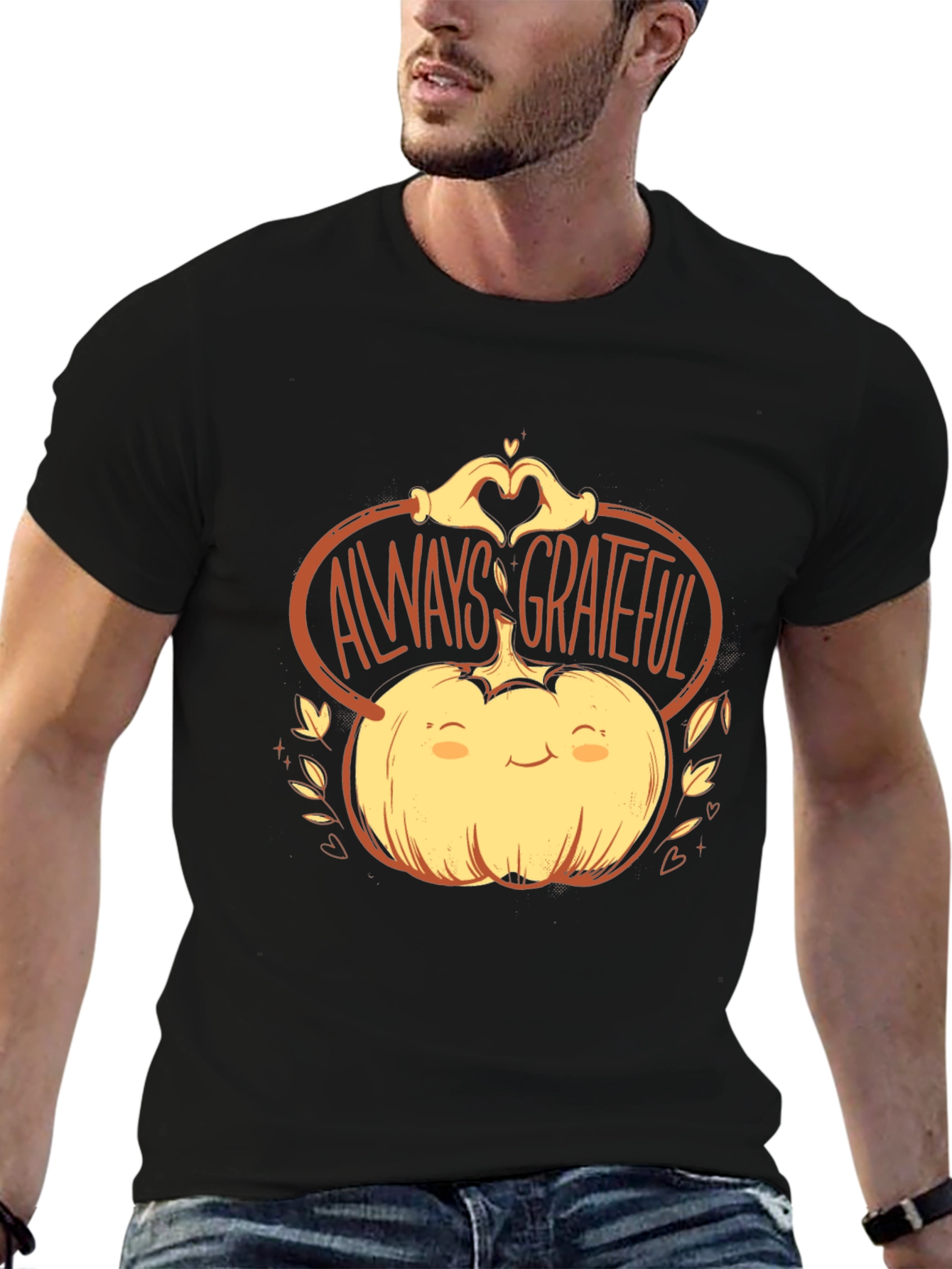 Always Grateful Pumpkin Graphic Tee - Thanksgiving