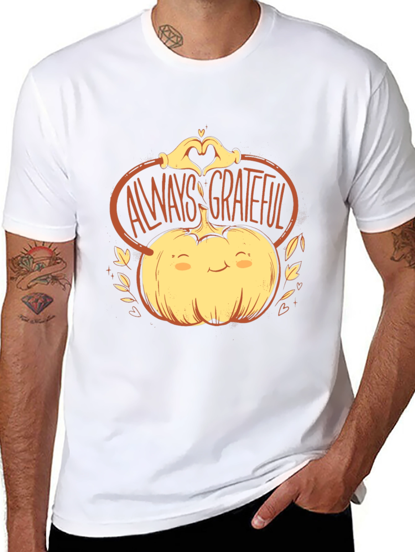 Always Grateful Pumpkin Graphic Tee - Thanksgiving