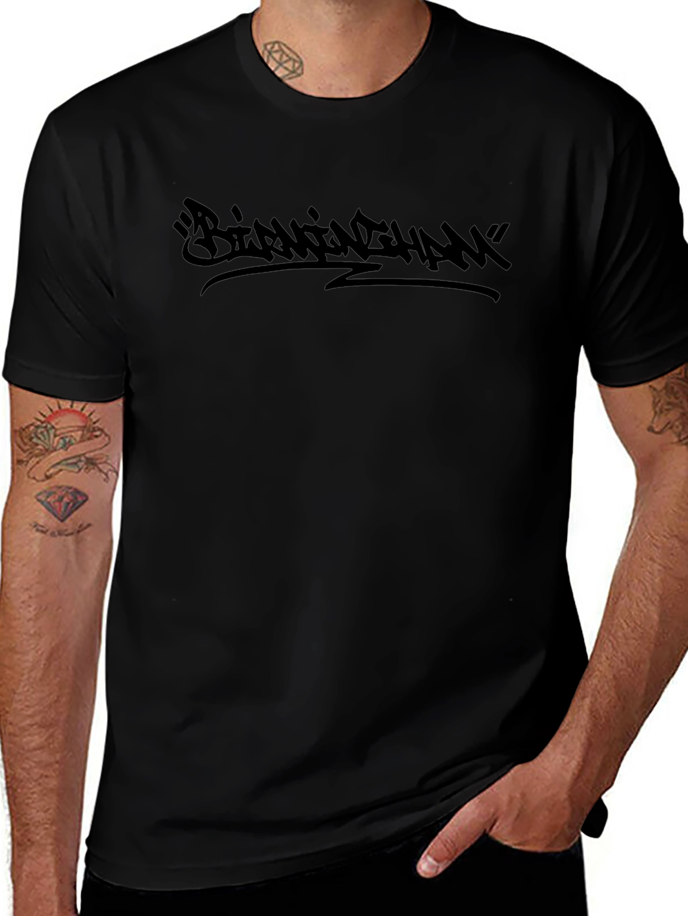 Black Graphic T-Shirt - Birmingham Text Design