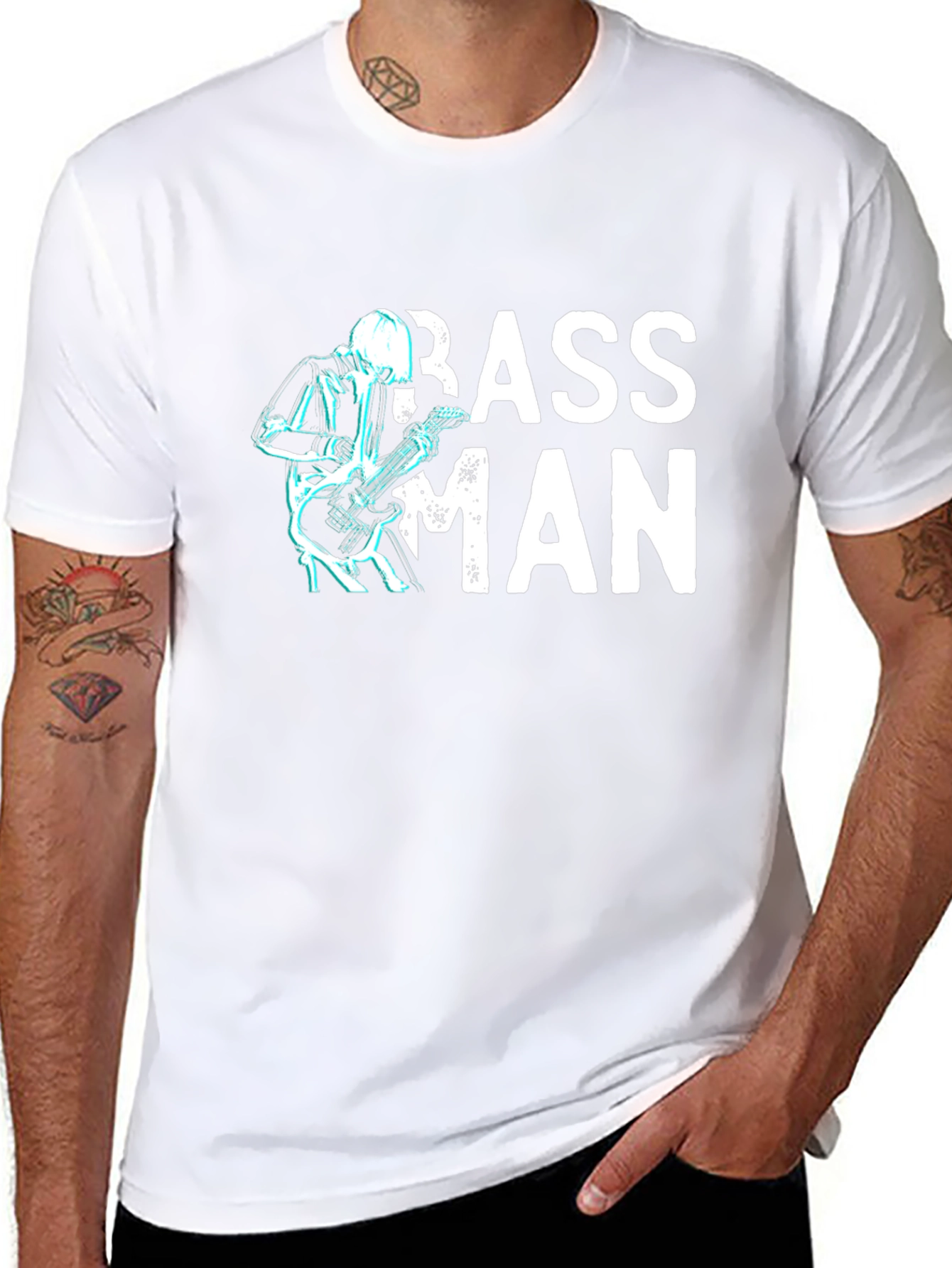 Bass Man Graphic T-Shirt - Black Cotton Tee