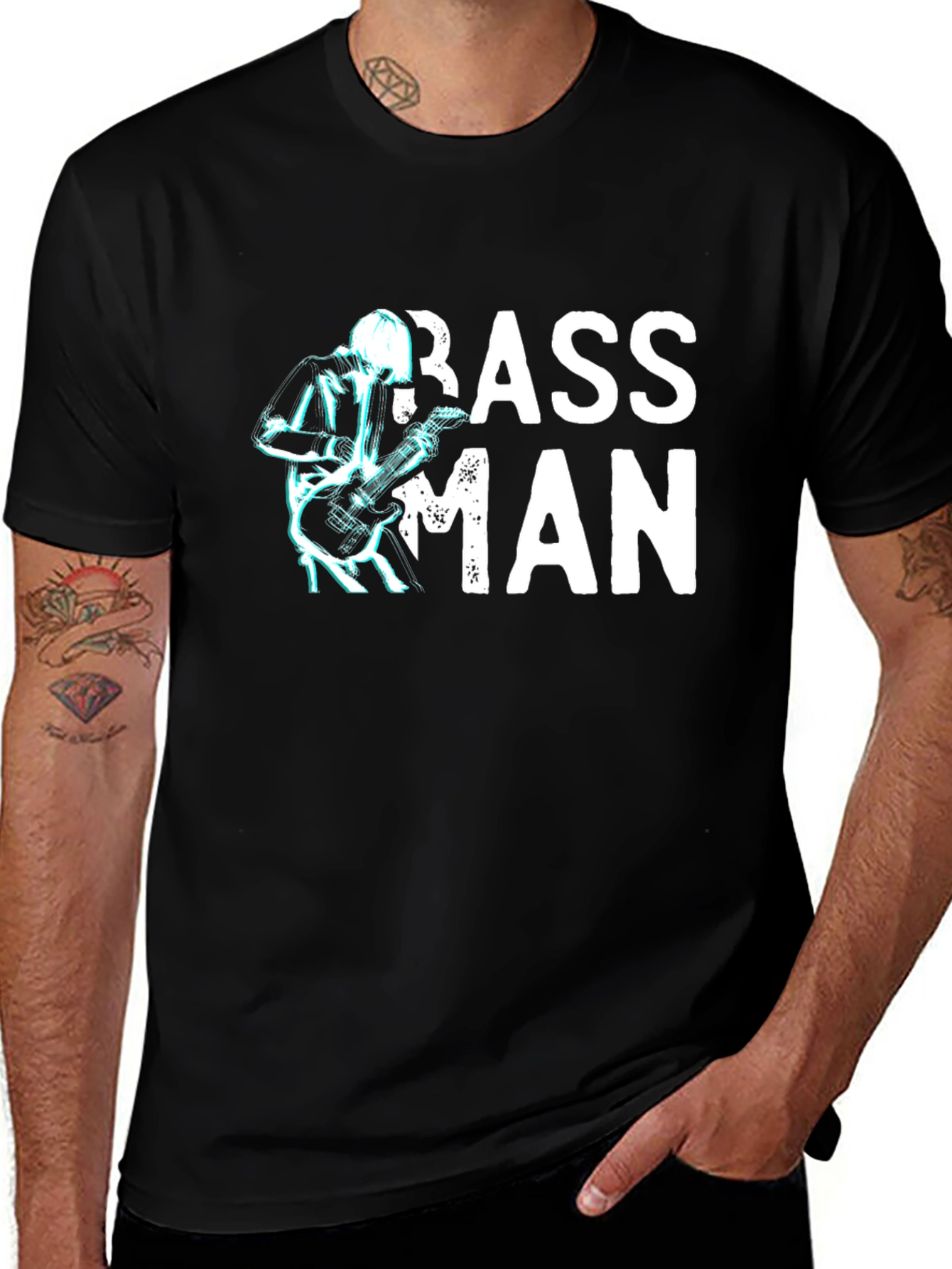 Bass Man Graphic T-Shirt - Black Cotton Tee