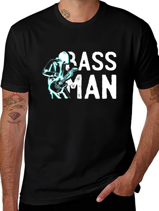 Bass Man Graphic T-Shirt - Black Cotton Tee