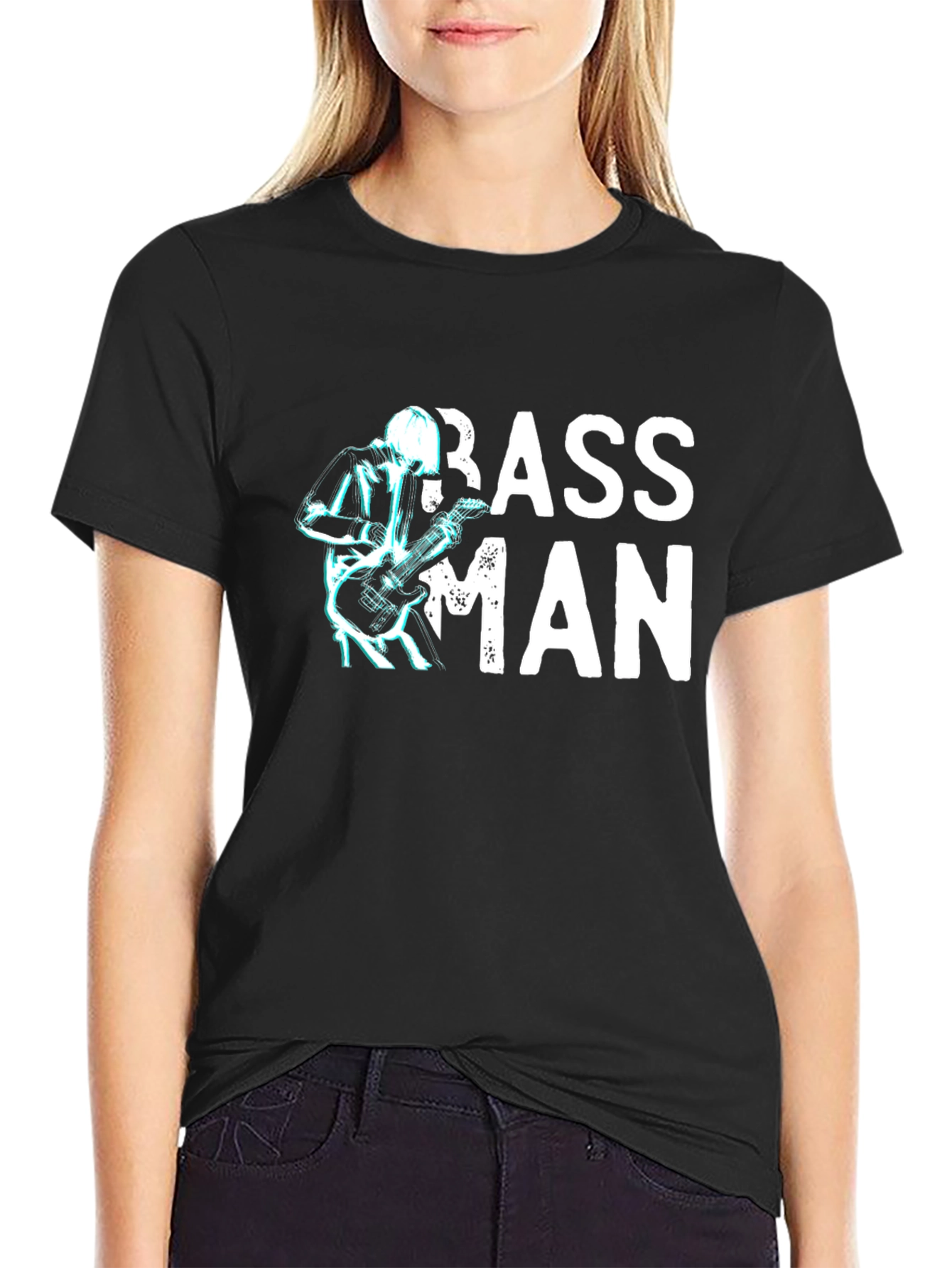 Bass Man Graphic T-Shirt - Black Cotton Tee