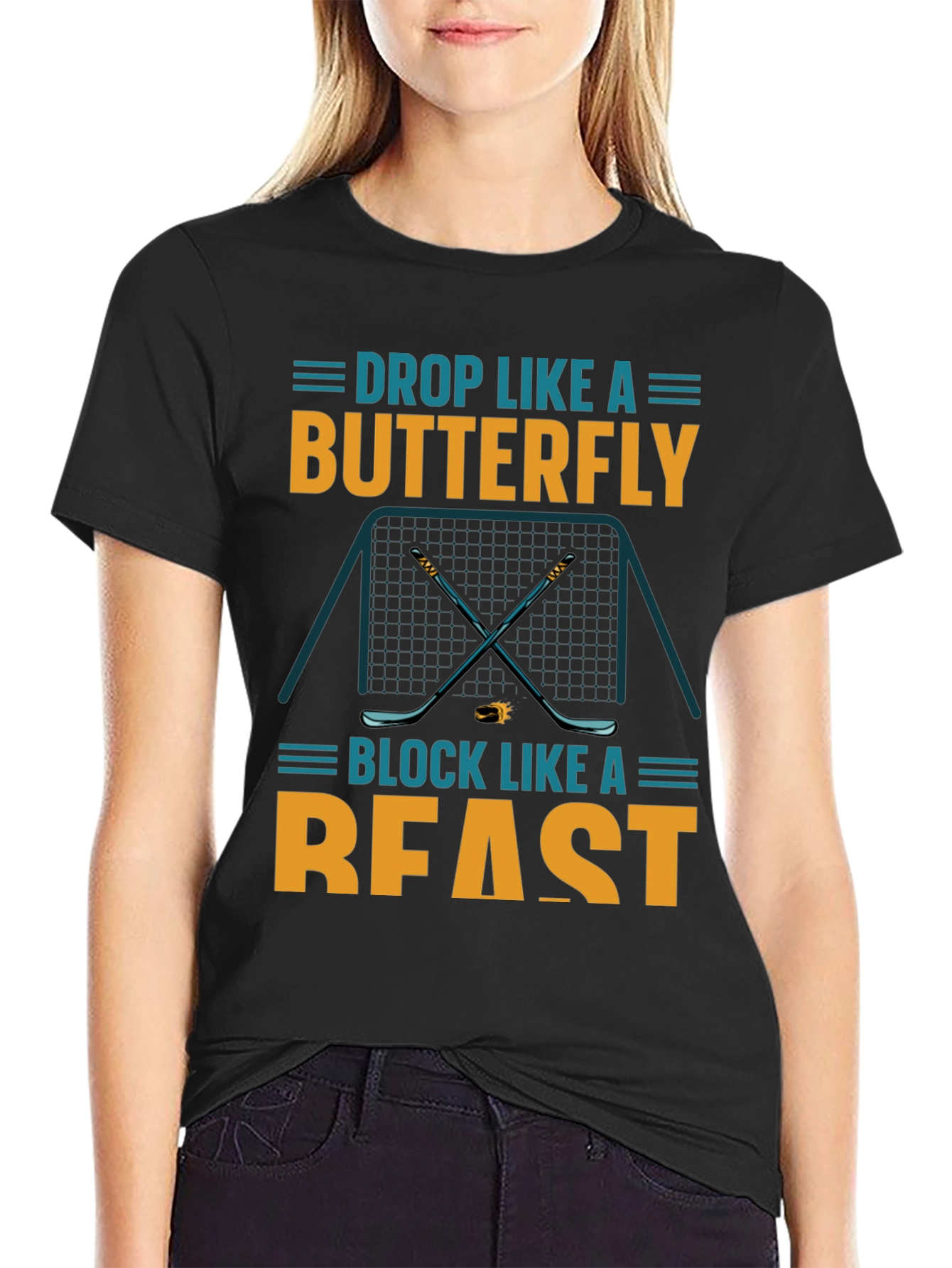 Hockey Goalie T-Shirt: Drop Like a Butterfly