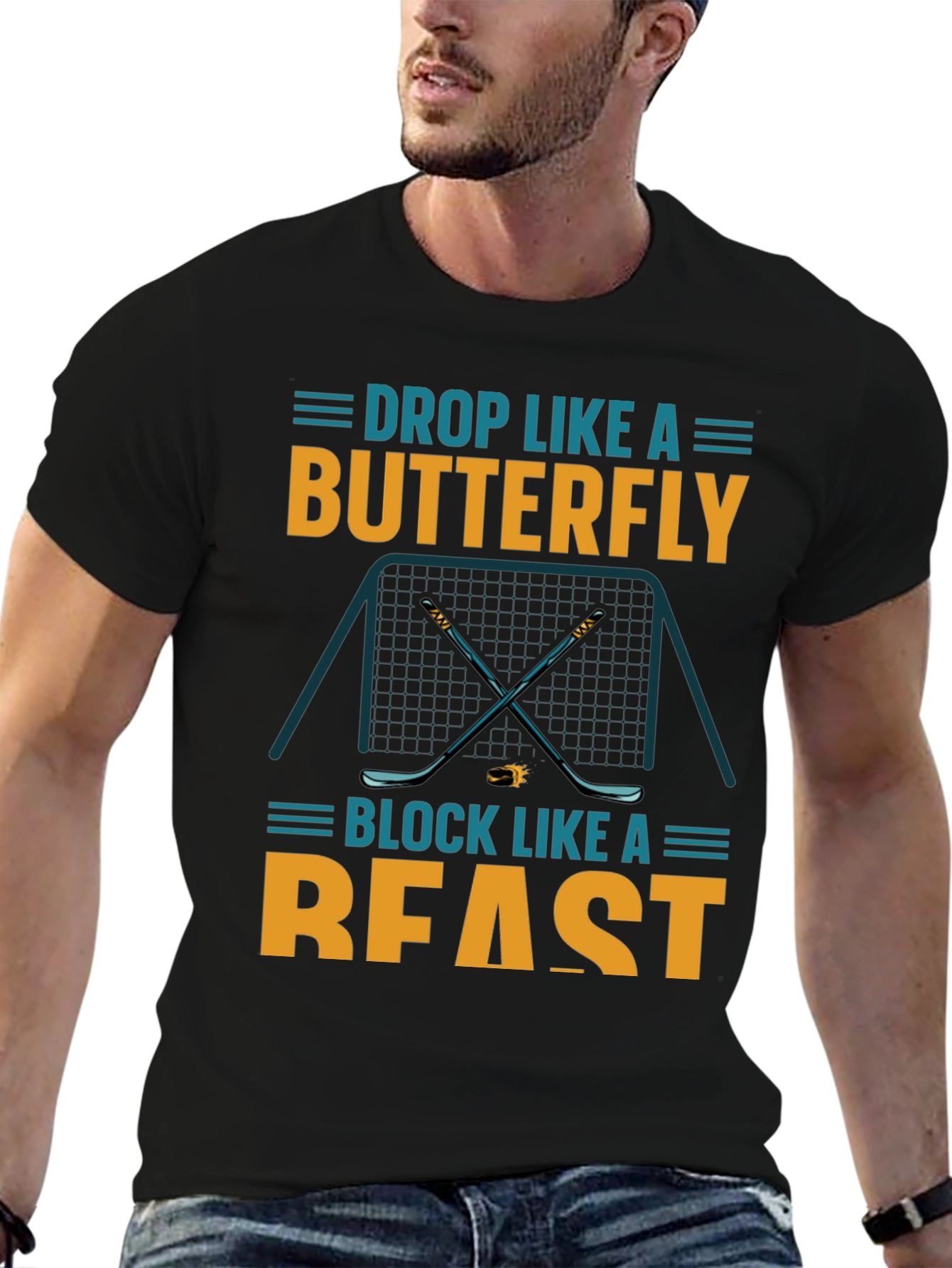 Hockey Goalie T-Shirt: Drop Like a Butterfly