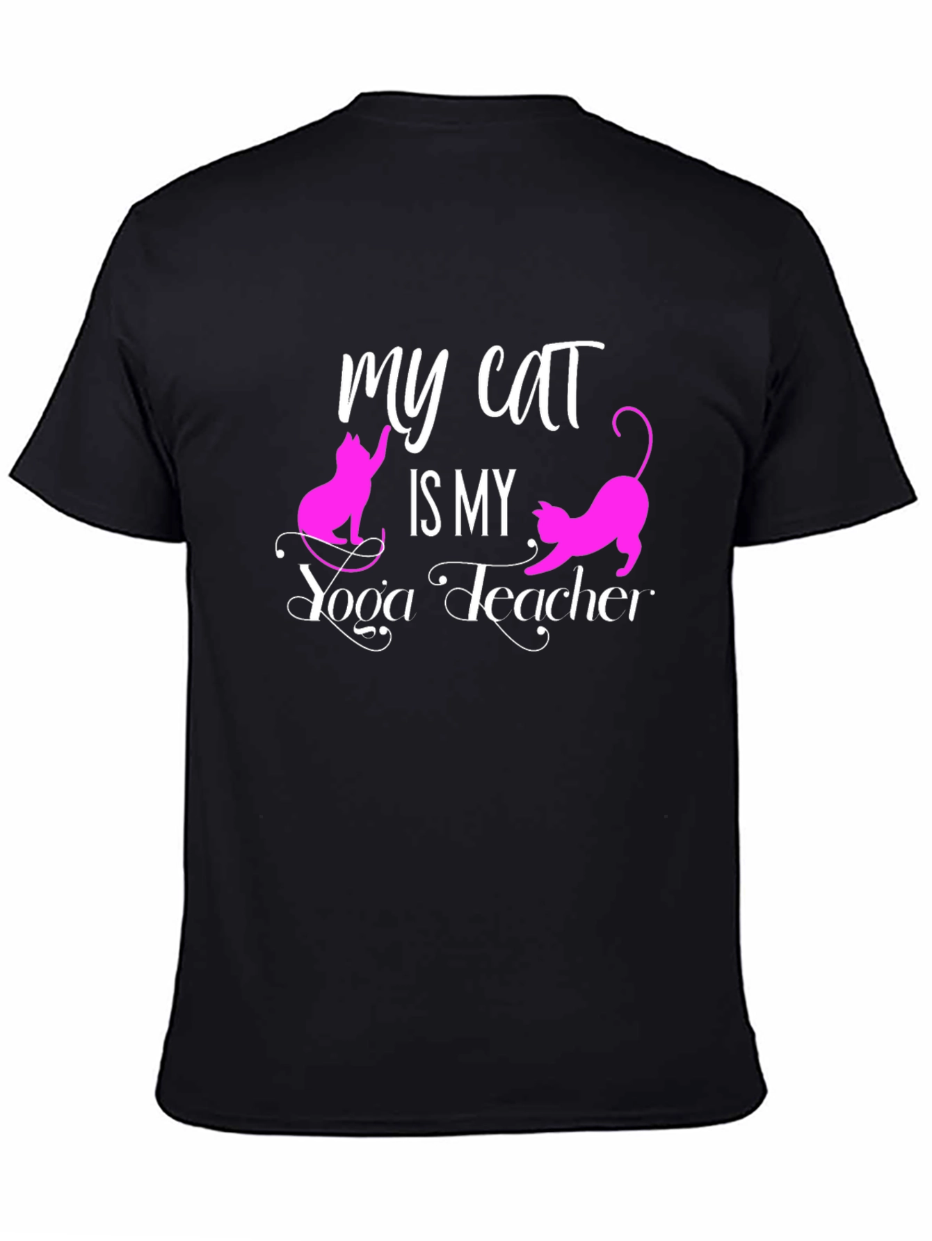 My Cat is My Yoga Teacher Black T-Shirt