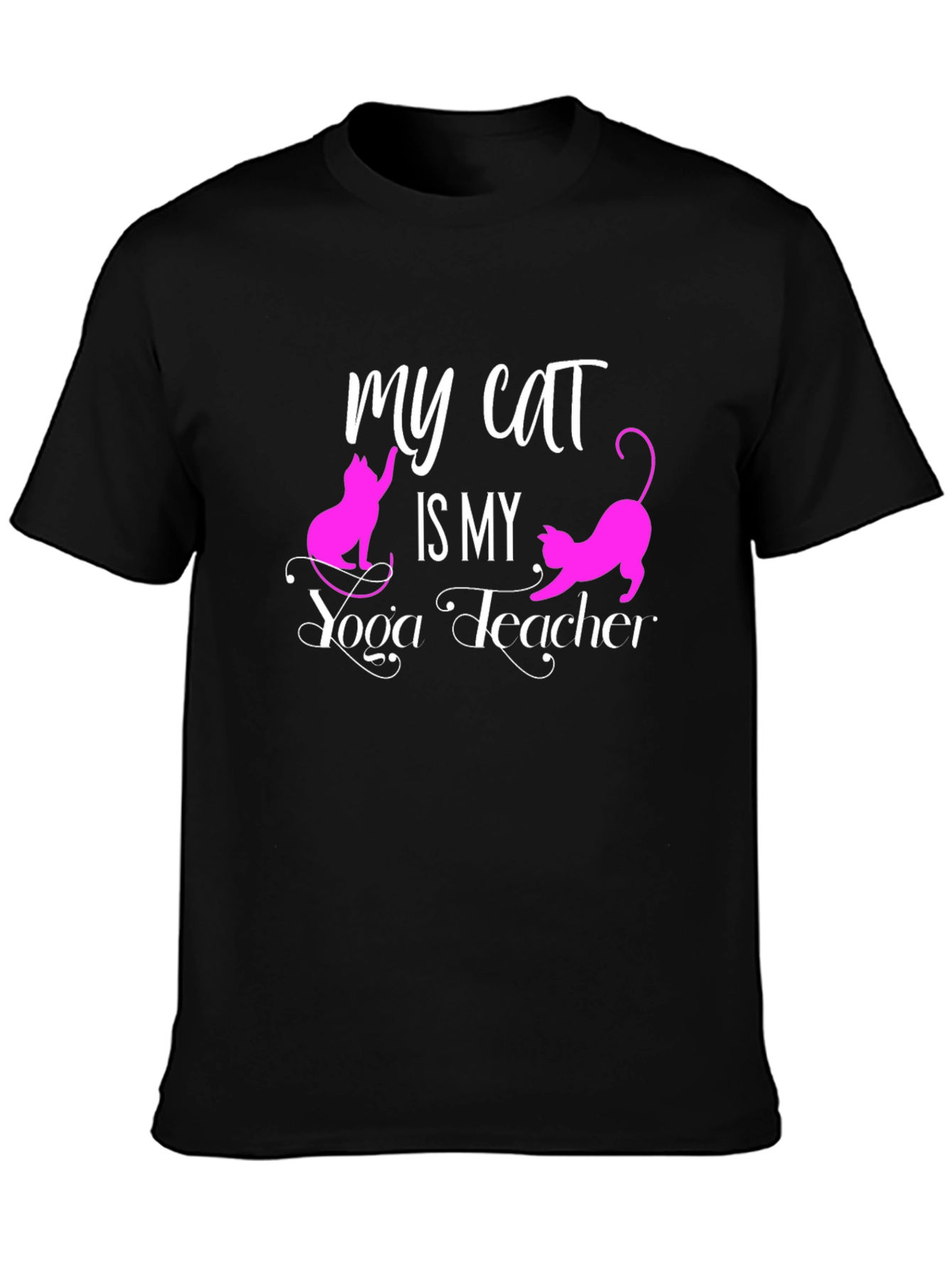 My Cat is My Yoga Teacher Black T-Shirt