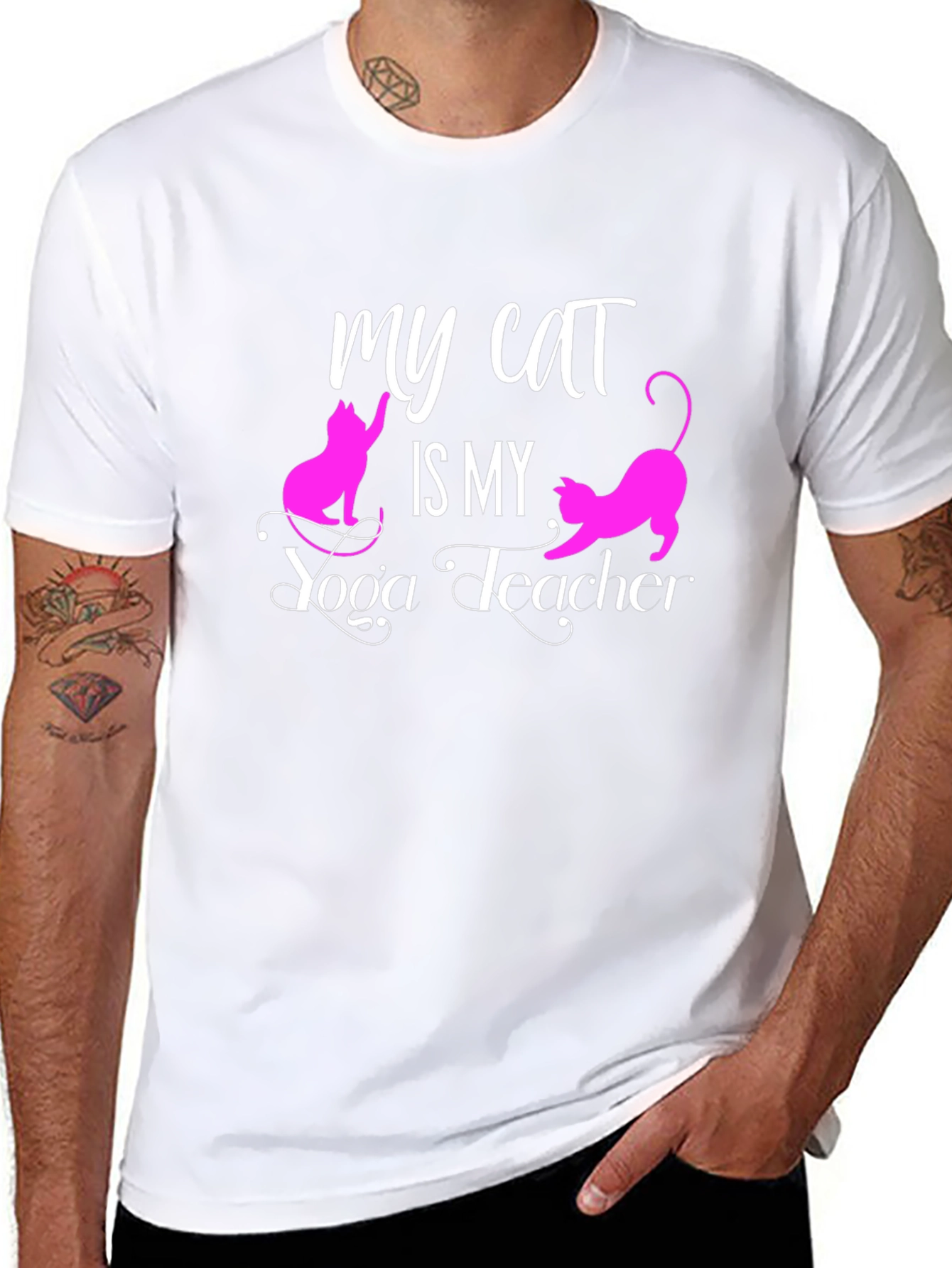 My Cat is My Yoga Teacher Black T-Shirt