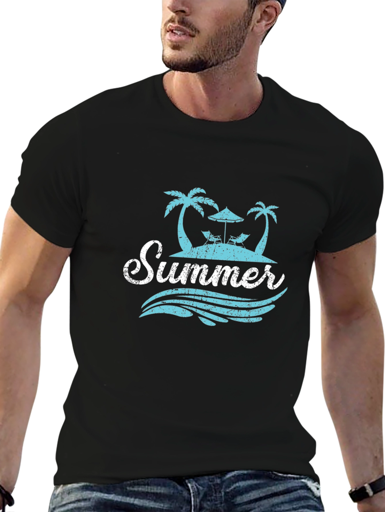 Summer Beach T-Shirt - Palm Tree Island Graphic Tee