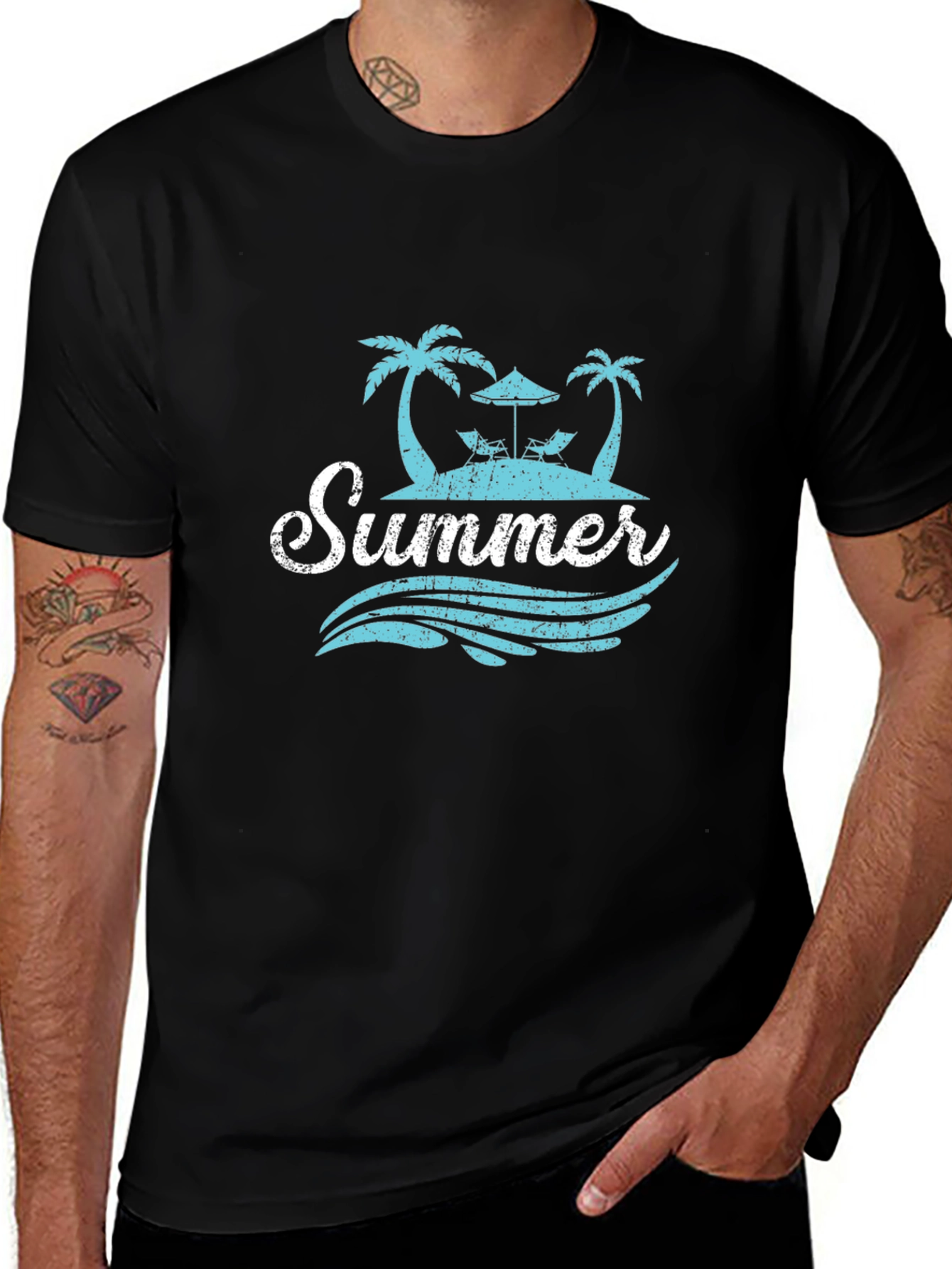 Summer Beach T-Shirt - Palm Tree Island Graphic Tee