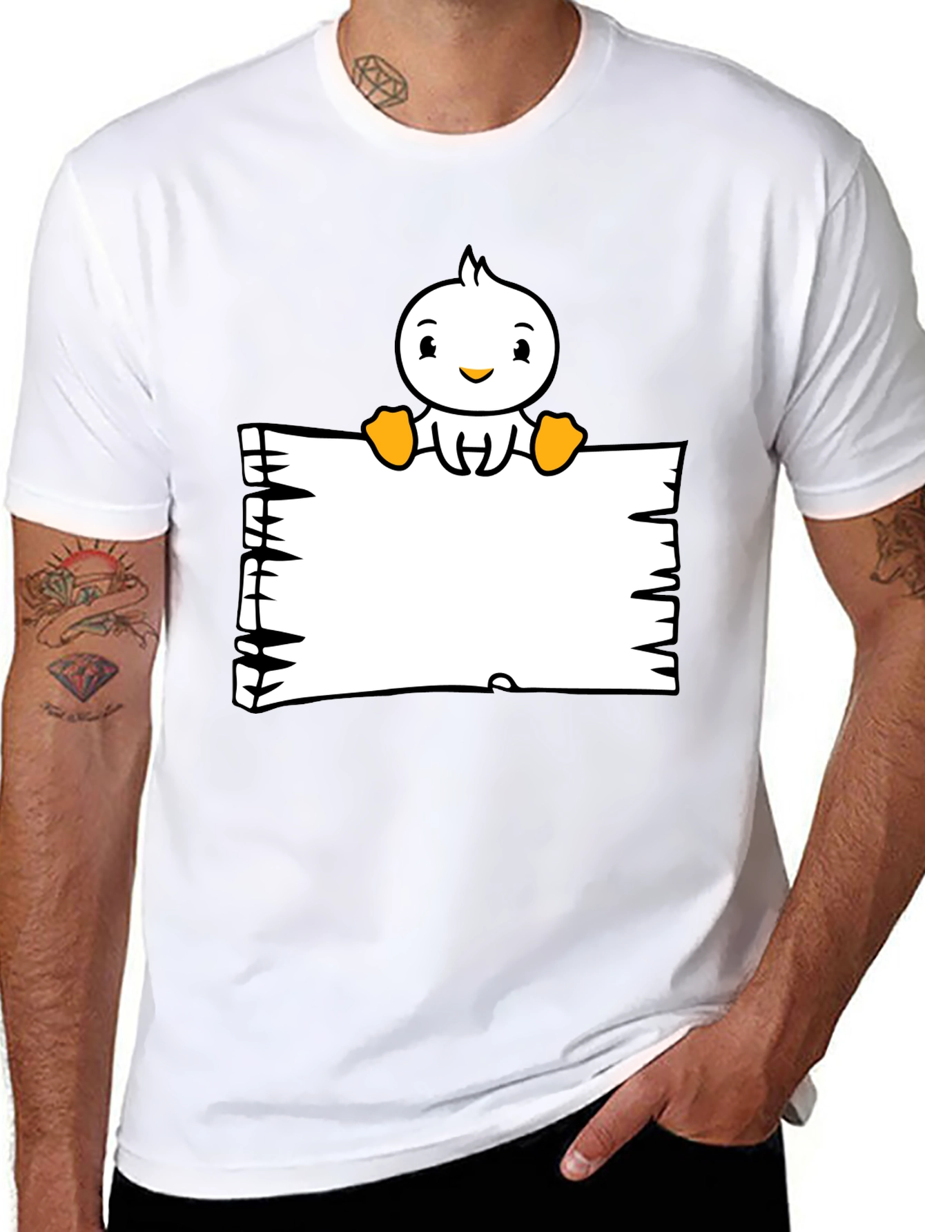 Duck Cartoon Graphic Black T-Shirt