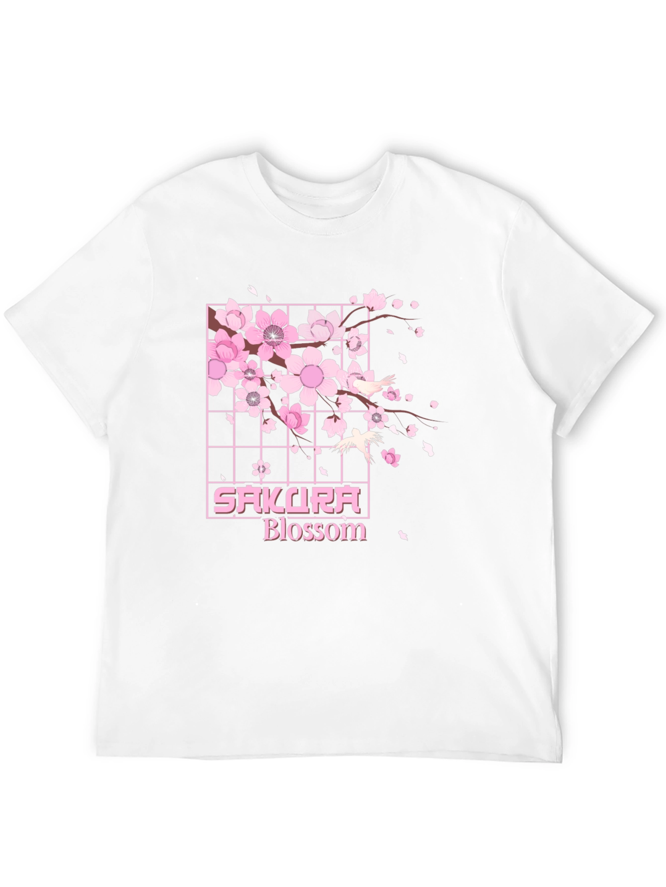 Sakura Blossom Graphic Tee - Black Cotton T-Shirt