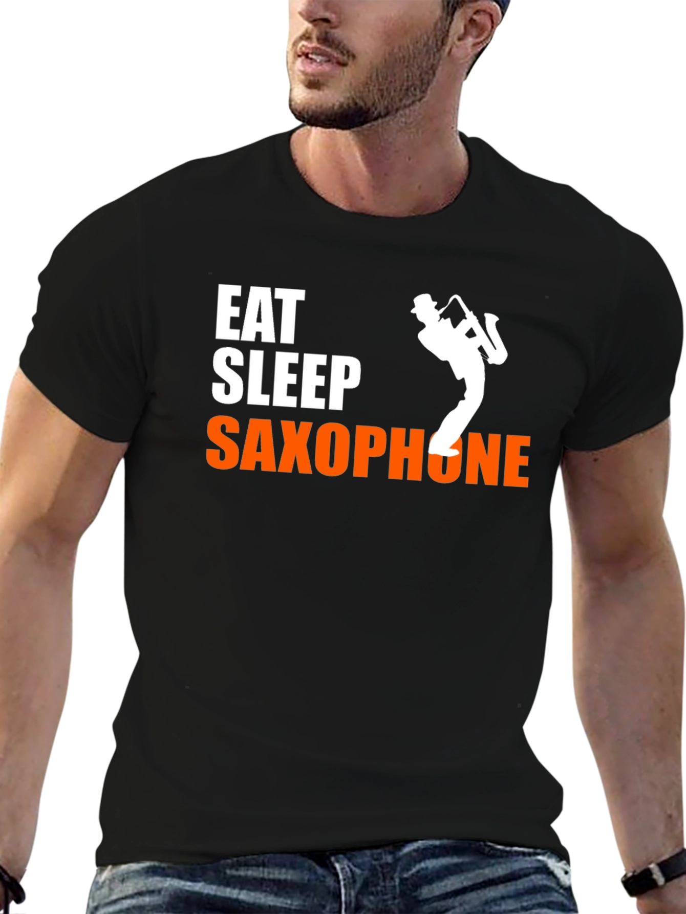 Eat Sleep Saxophone Black T-Shirt