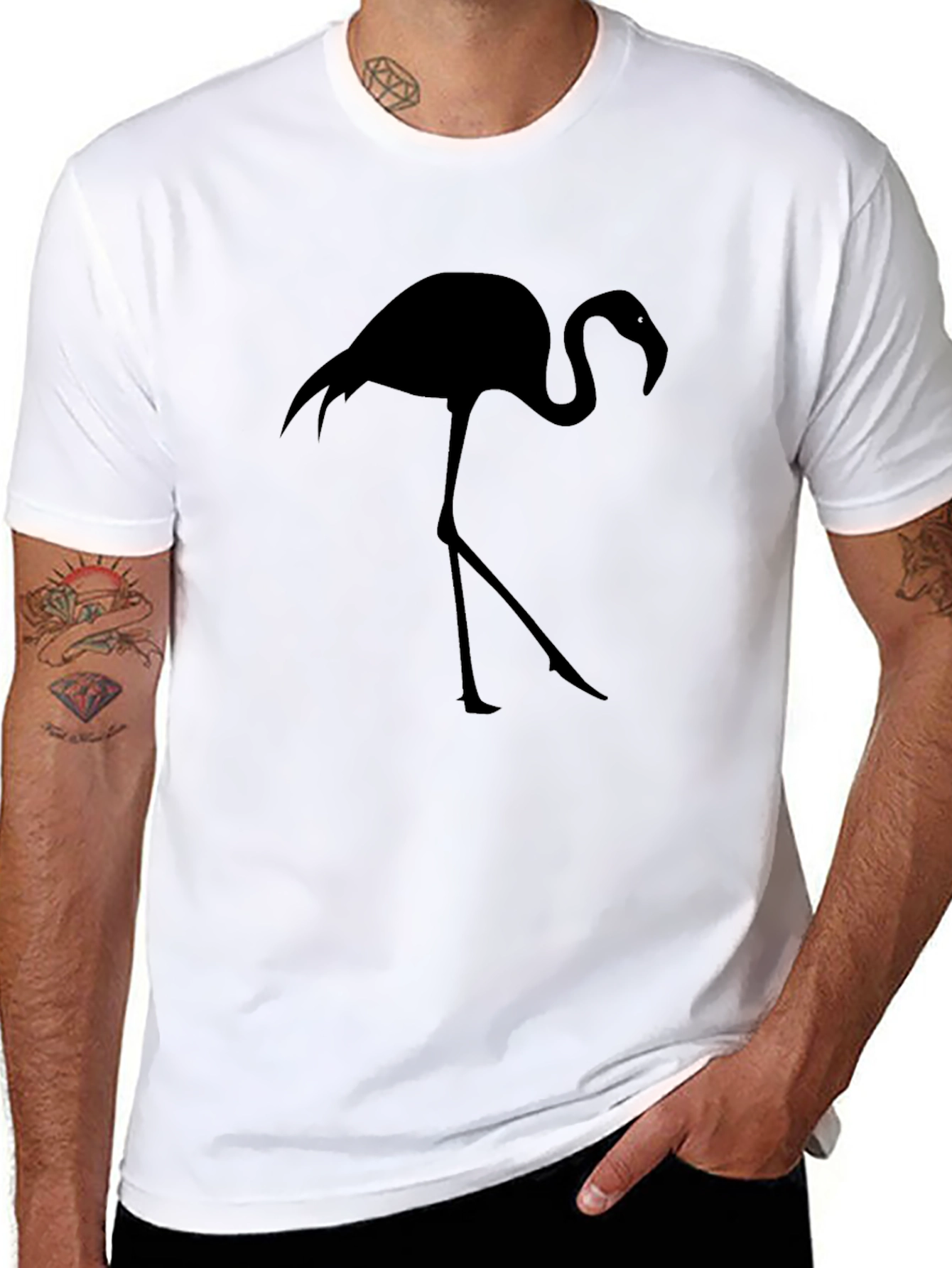 Mens Black Flamingo Graphic Tee - Casual Style