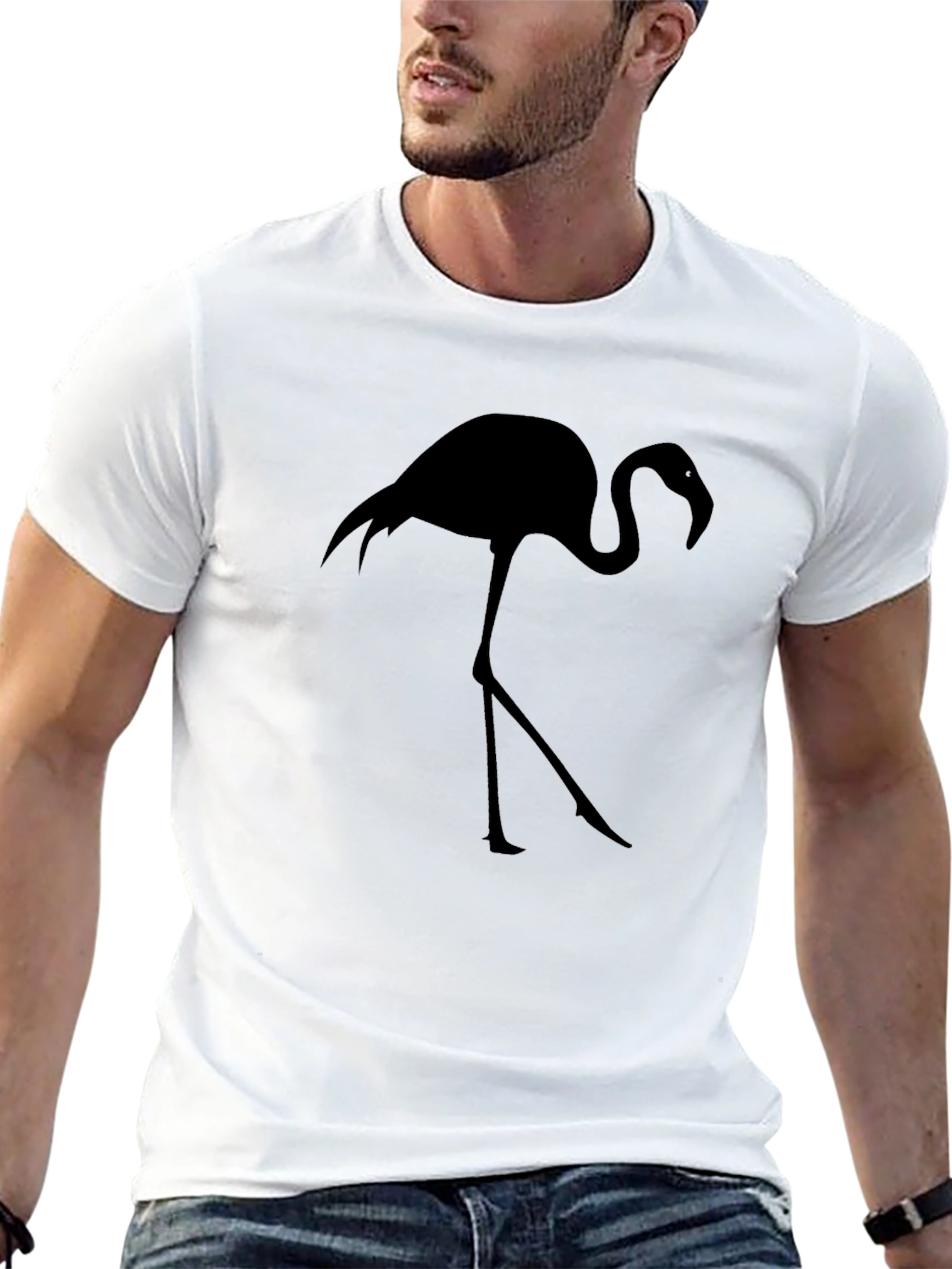 Mens Black Flamingo Graphic Tee - Casual Style