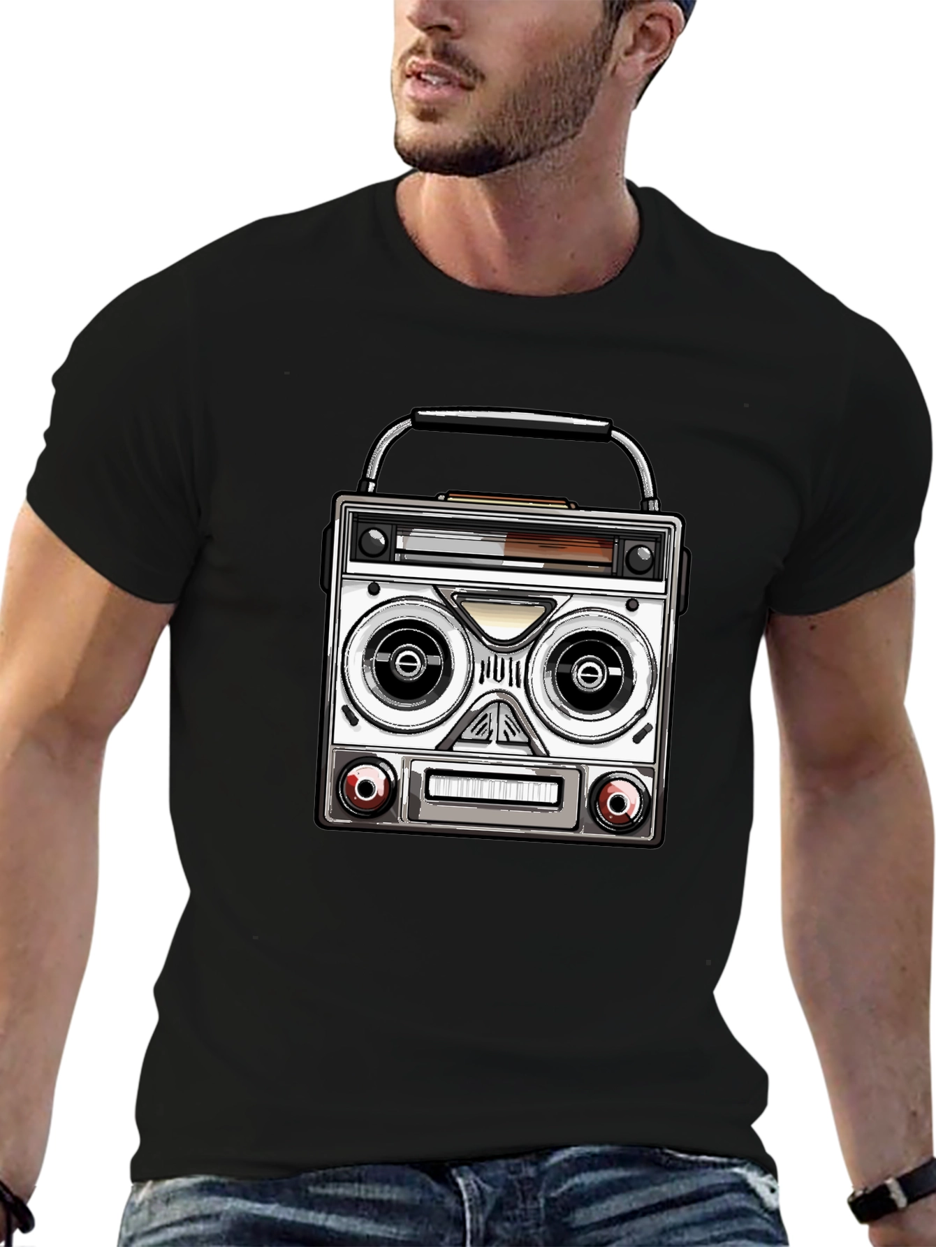 Retro Boombox Graphic T-Shirt - Classic Music Lover Tee