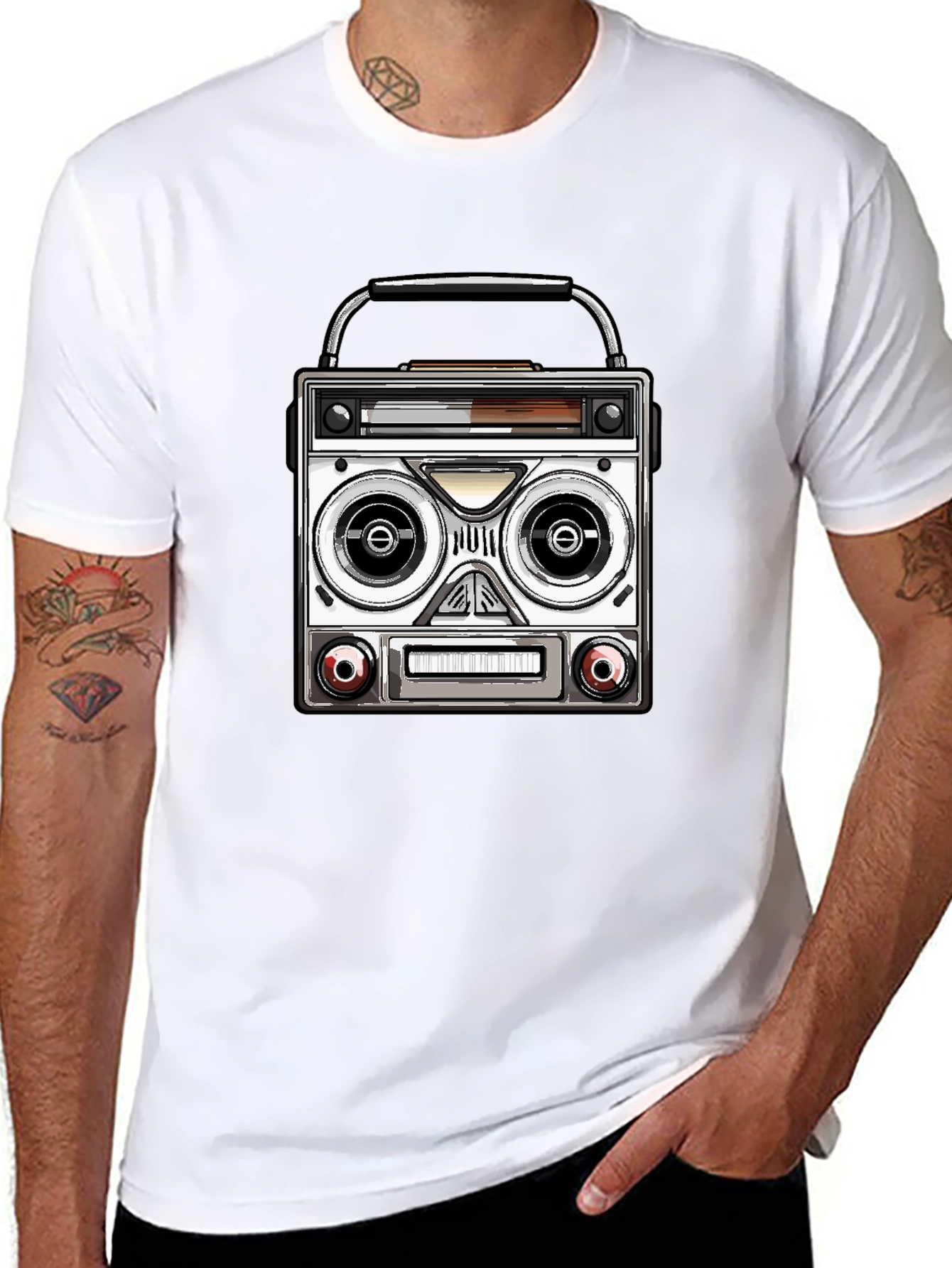 Retro Boombox Graphic T-Shirt - Classic Music Lover Tee