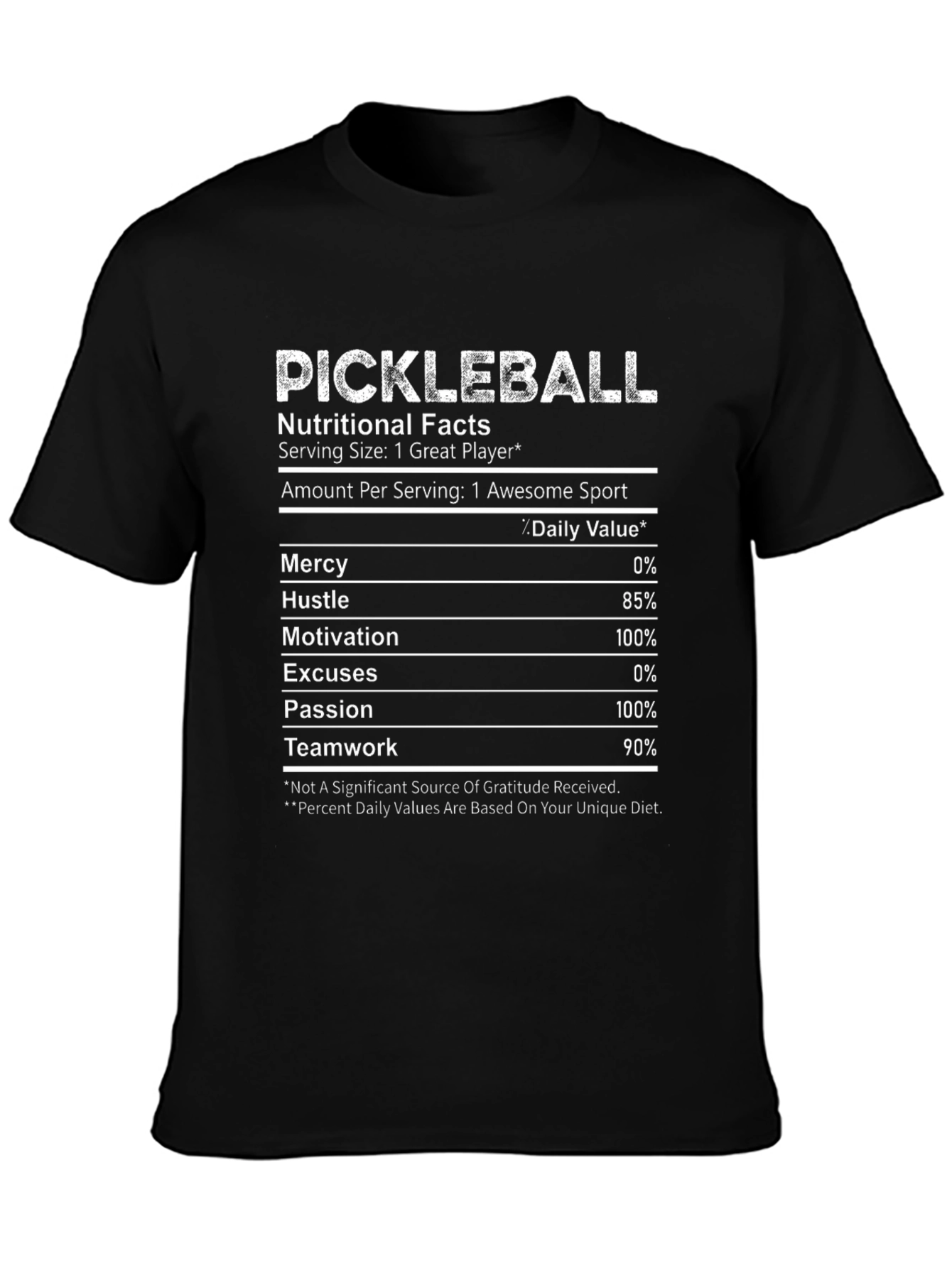 Pickleball Nutritional Facts Funny T-Shirt