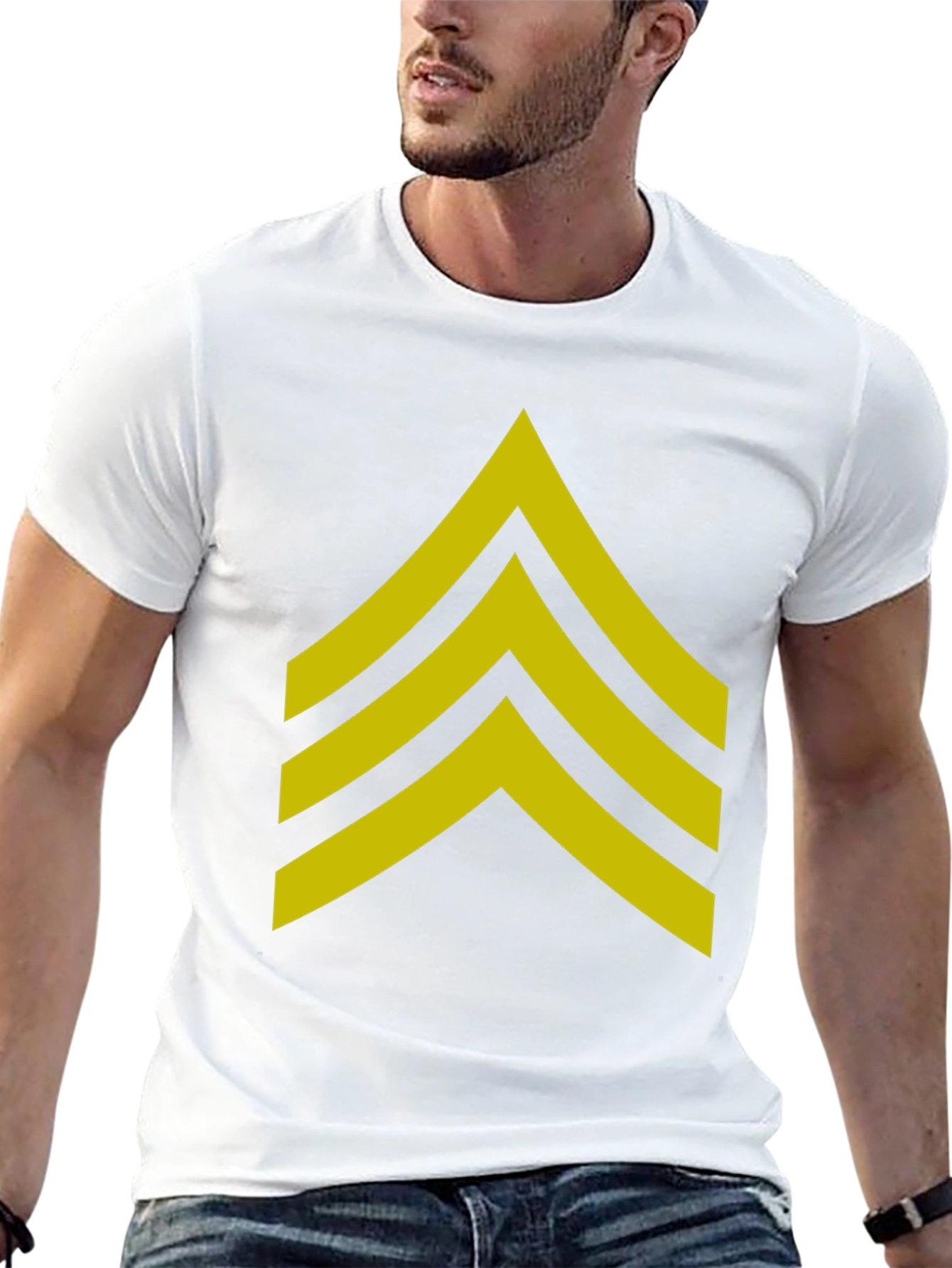 Military Sergeant Stripes Graphic Tee - Black