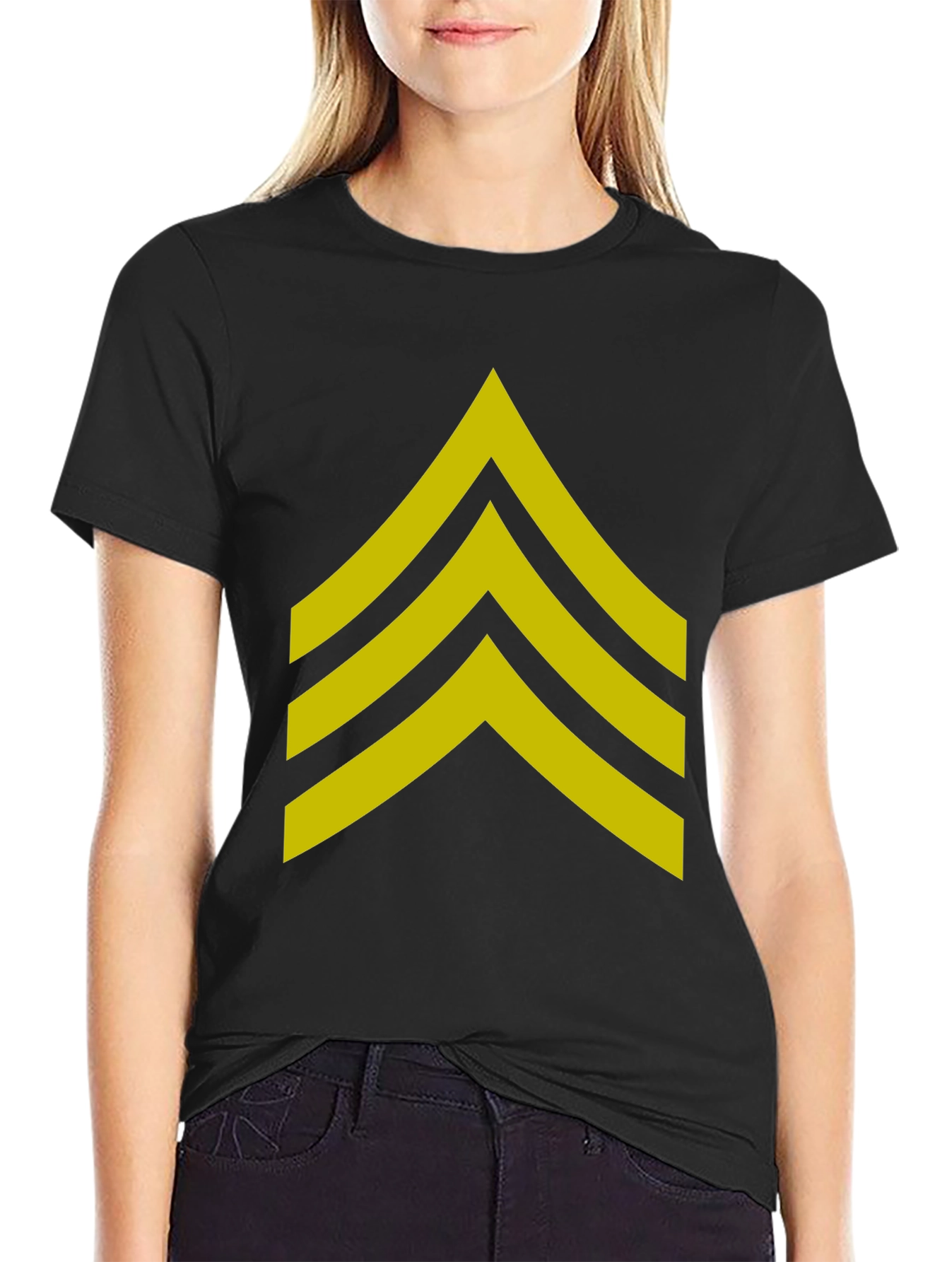 Military Sergeant Stripes Graphic Tee - Black