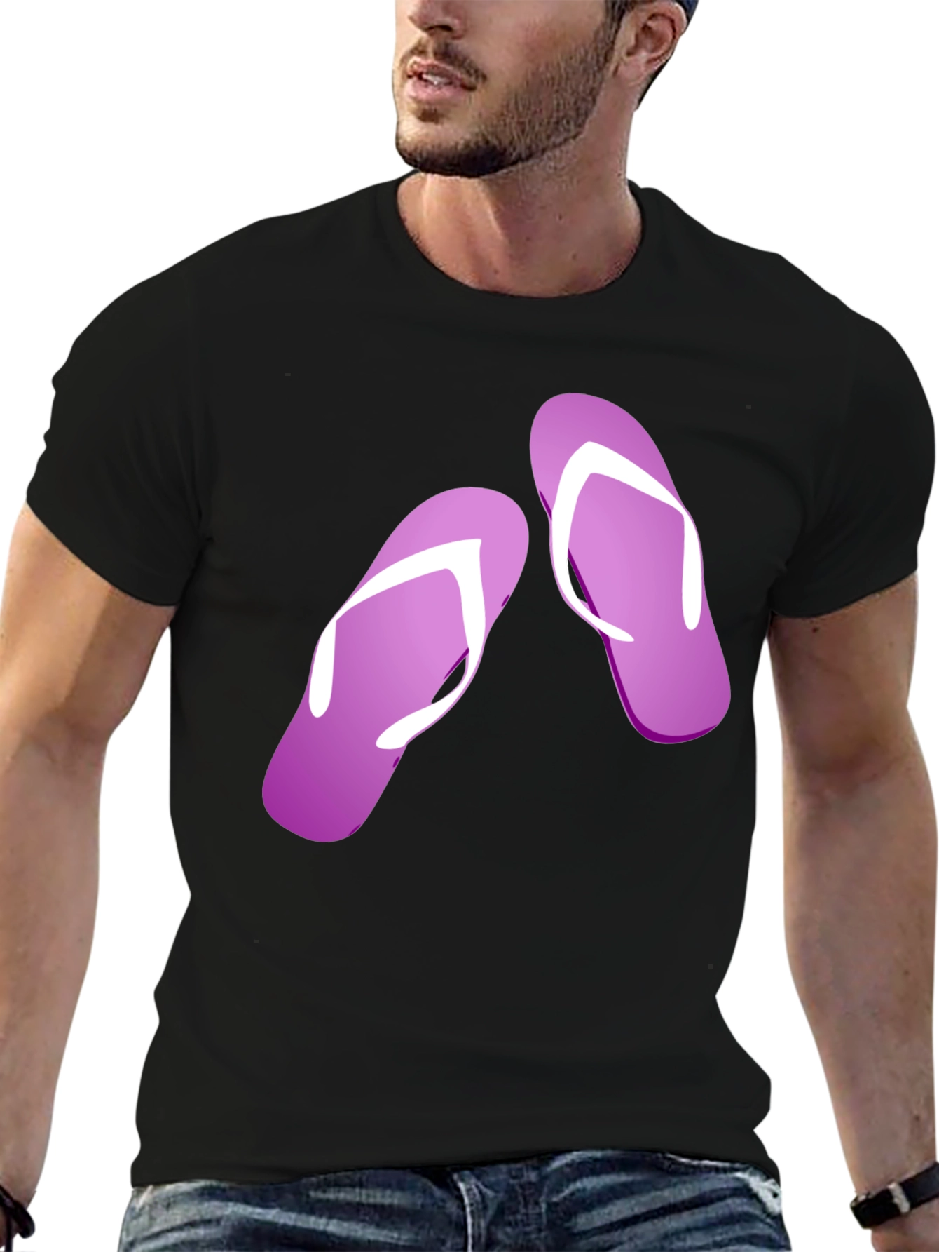 Flip Flop Graphic Tee - Black Casual T-Shirt