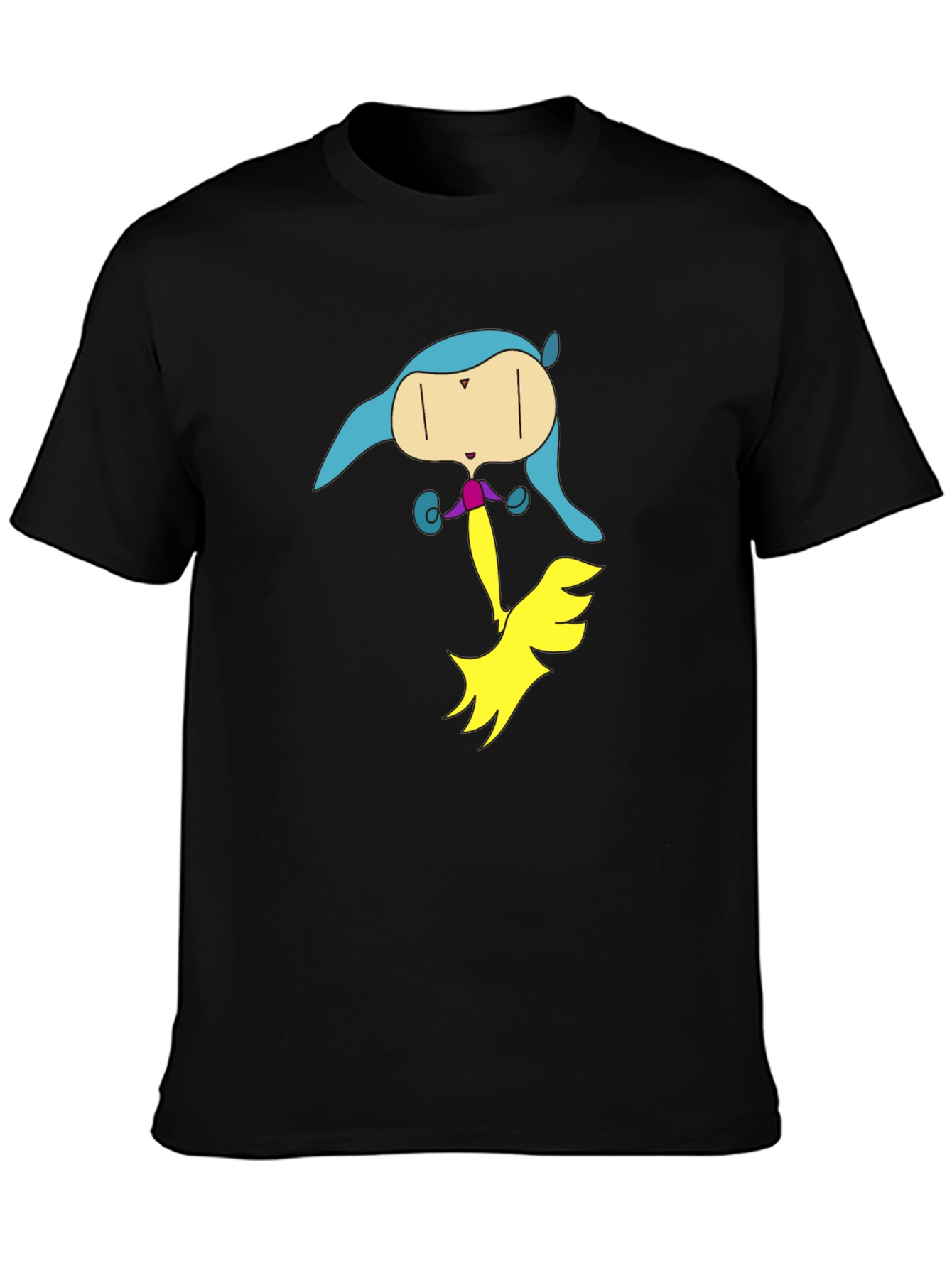 Unique Cartoon Character Graphic Black T-Shirt