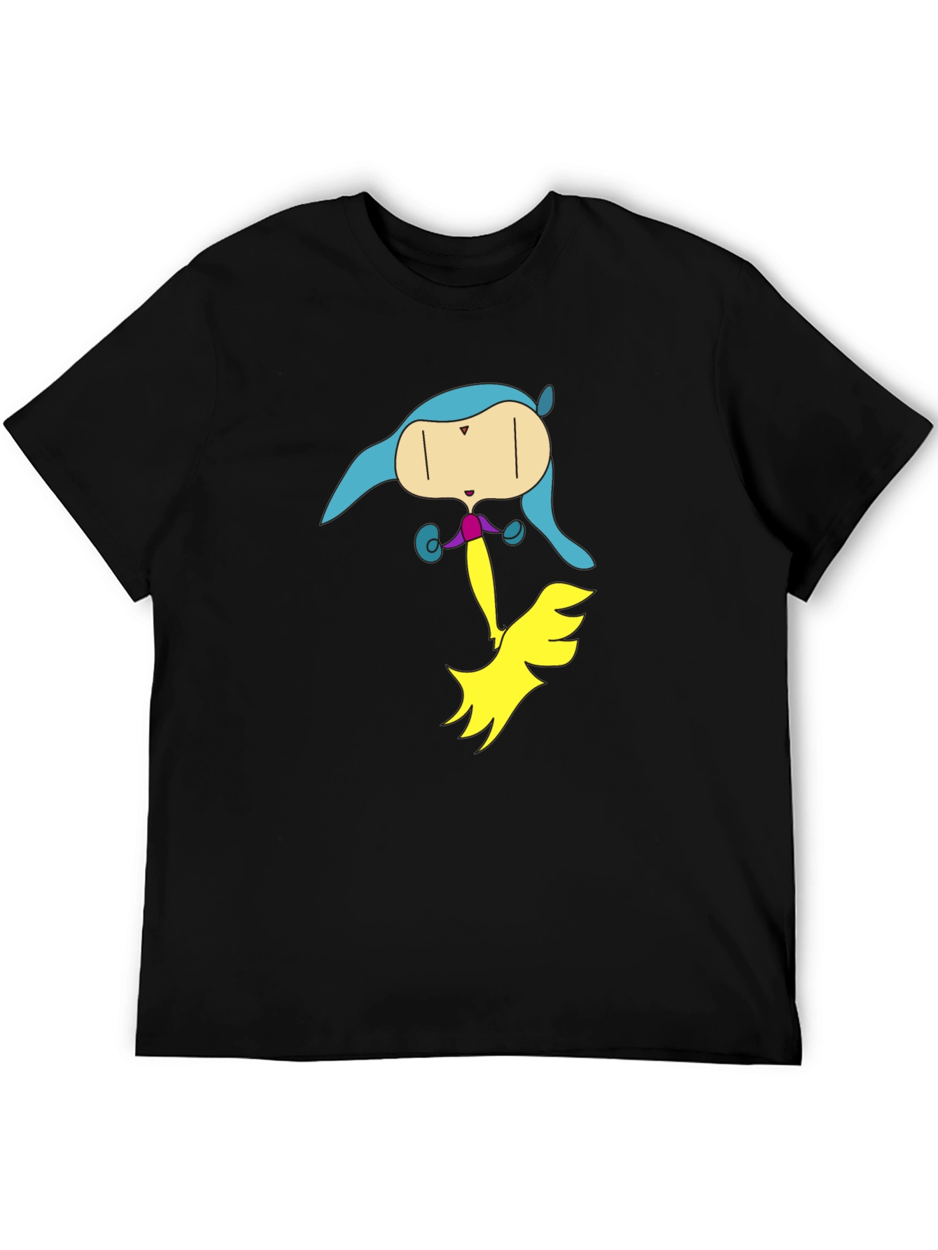 Unique Cartoon Character Graphic Black T-Shirt