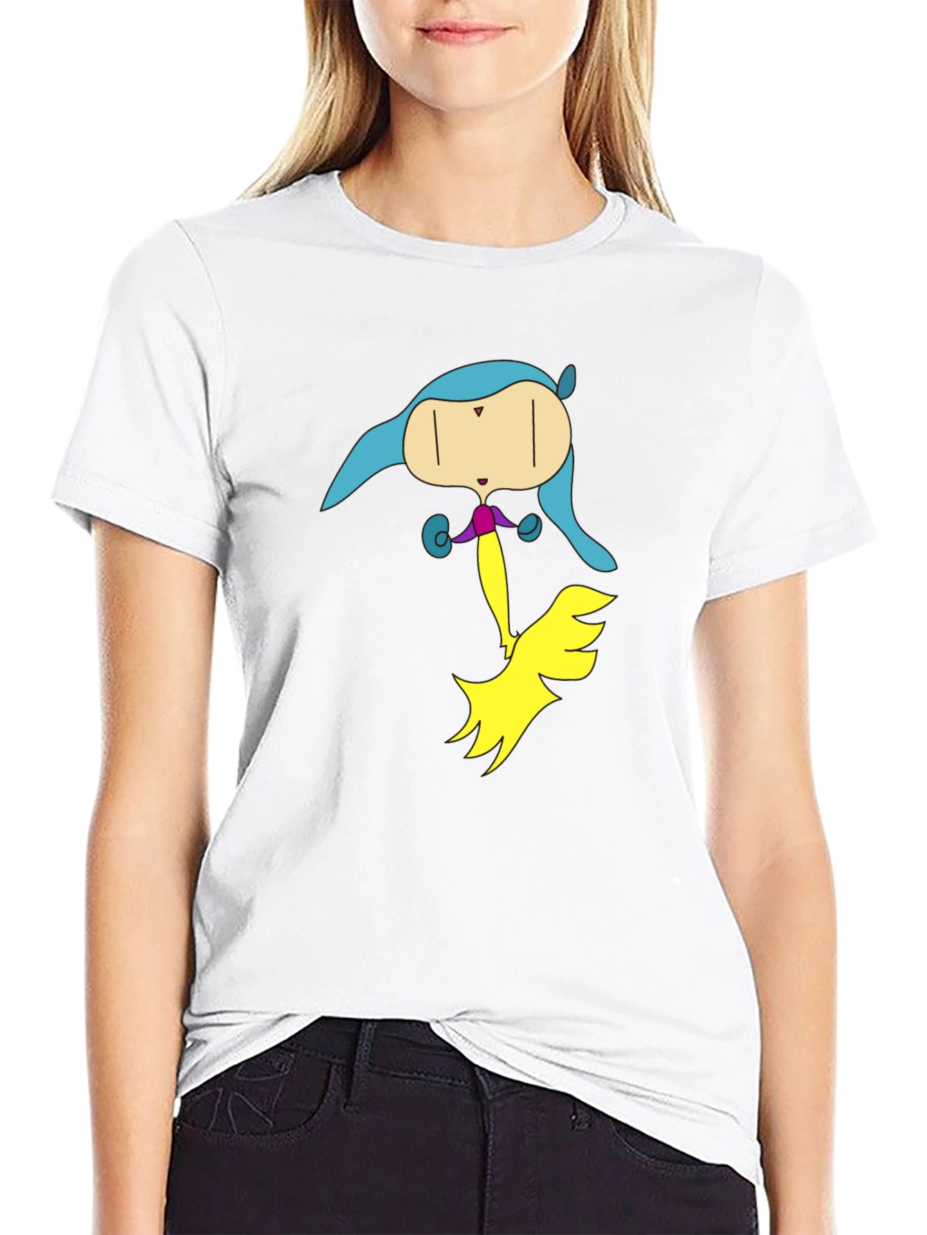 Unique Cartoon Character Graphic Black T-Shirt