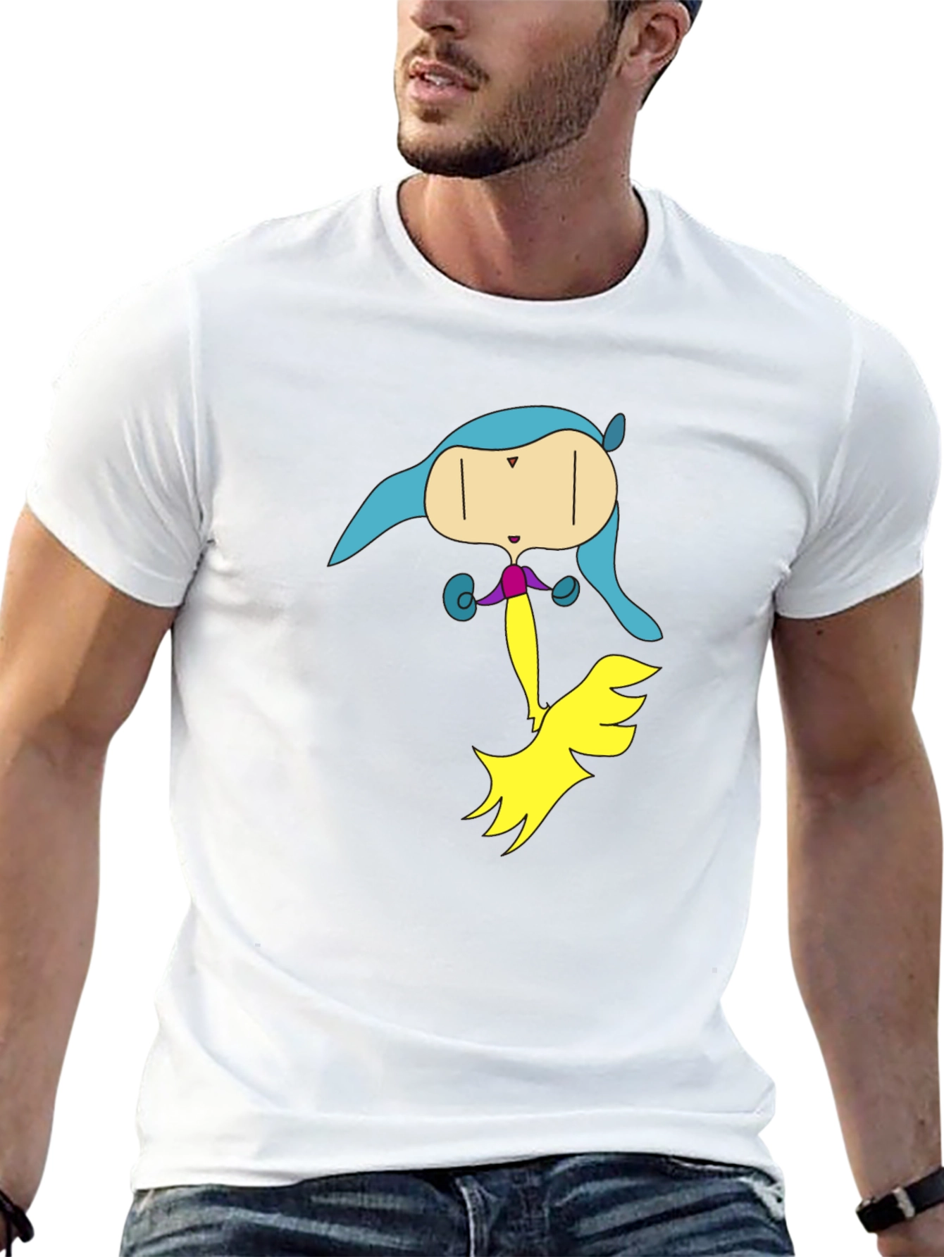 Unique Cartoon Character Graphic Black T-Shirt