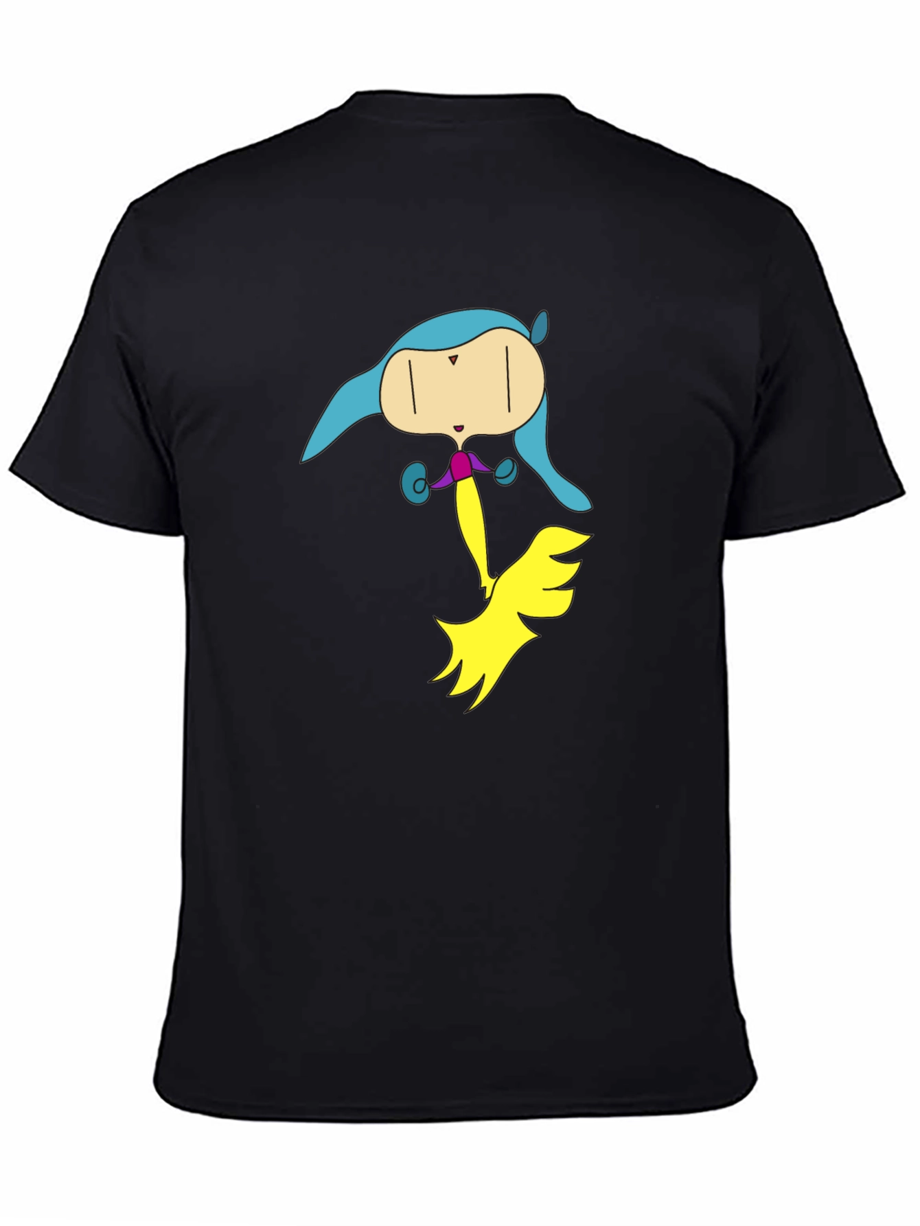 Unique Cartoon Character Graphic Black T-Shirt