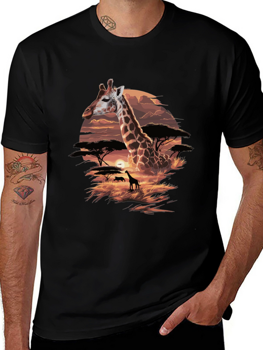 Giraffe Sunset Graphic Tee