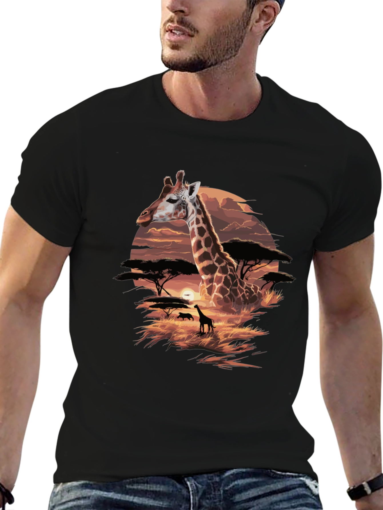 Giraffe Sunset Graphic Tee